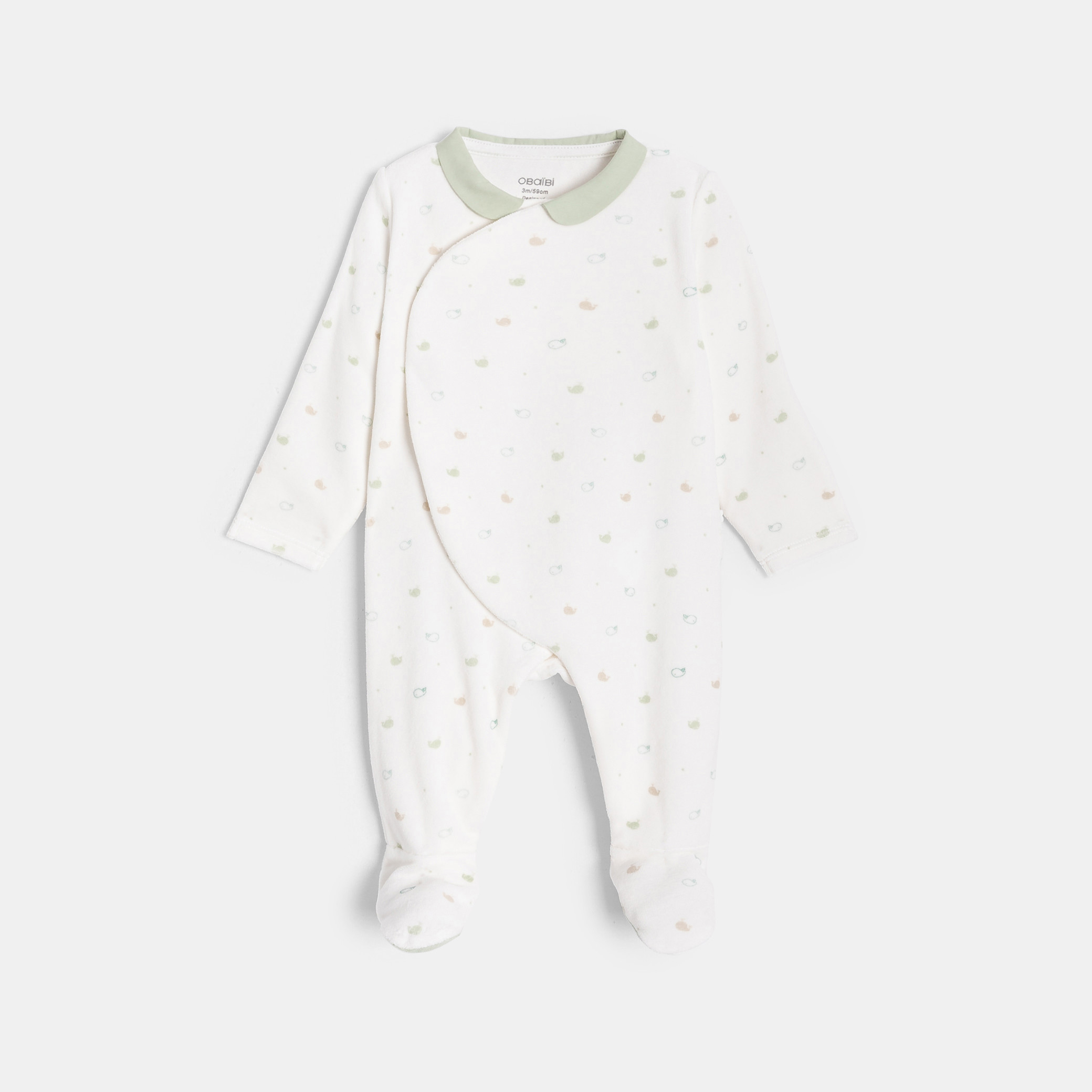 Dors-bien en velours blanc bébé garçon - Imprimé multicolore