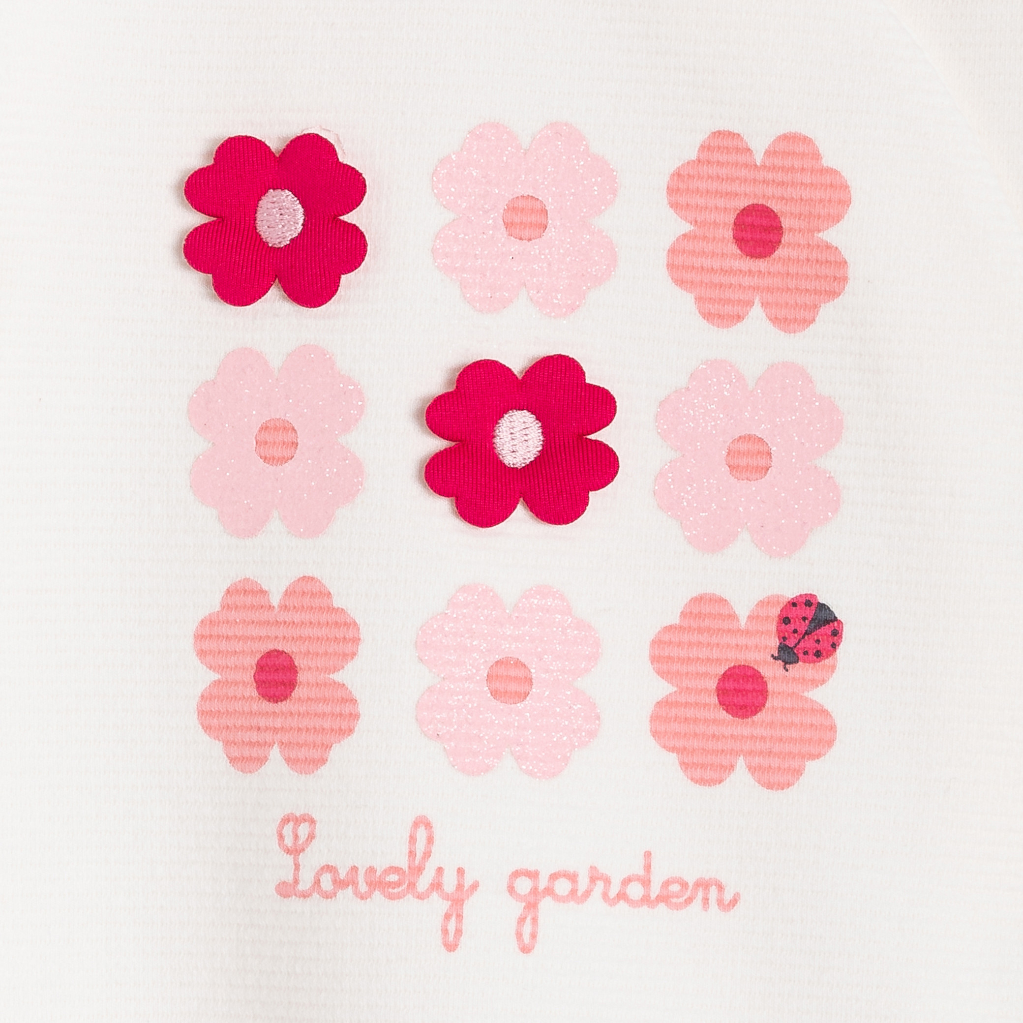 Dors-bien blanc motif fleuri bébé fille - Blanc écru