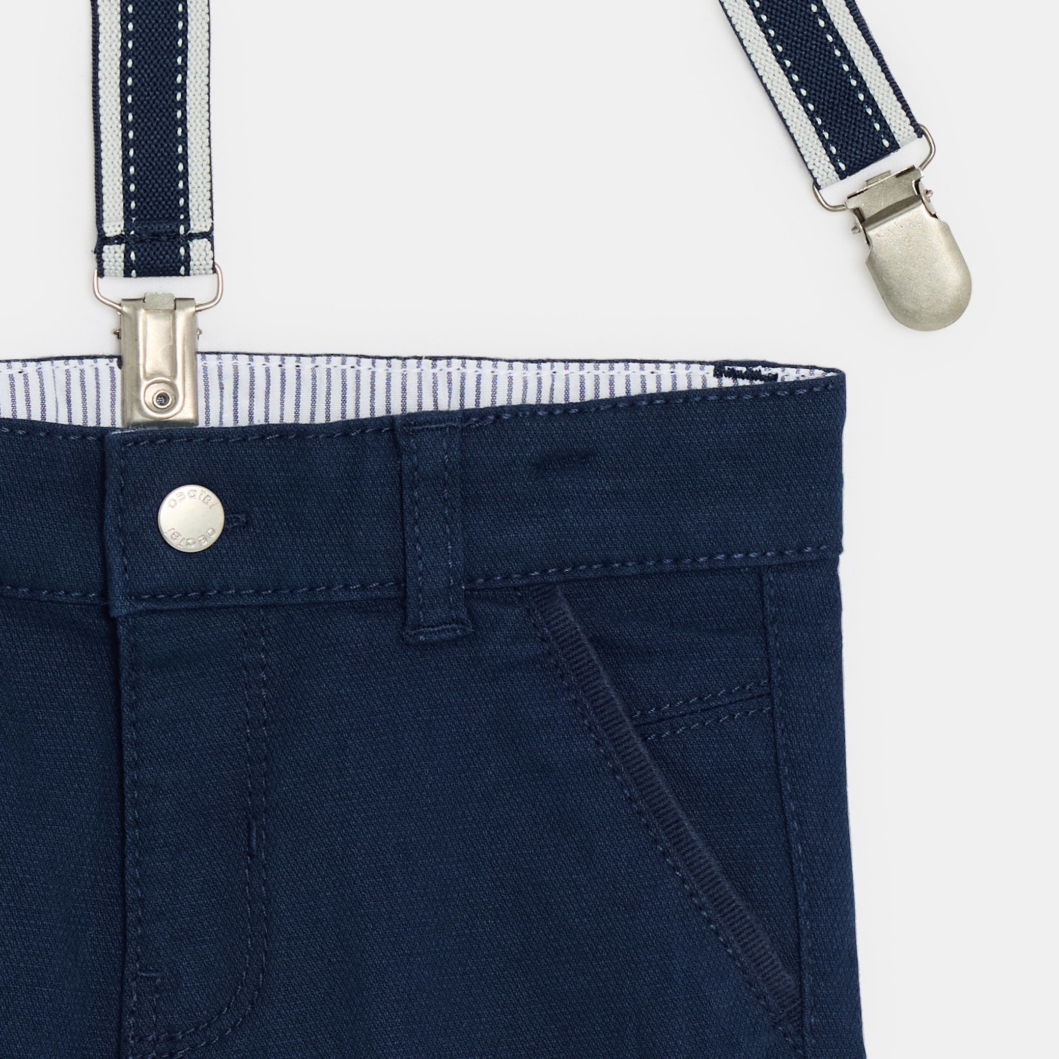 Bermuda à bretelles beige bébé garçon - Bleu navy