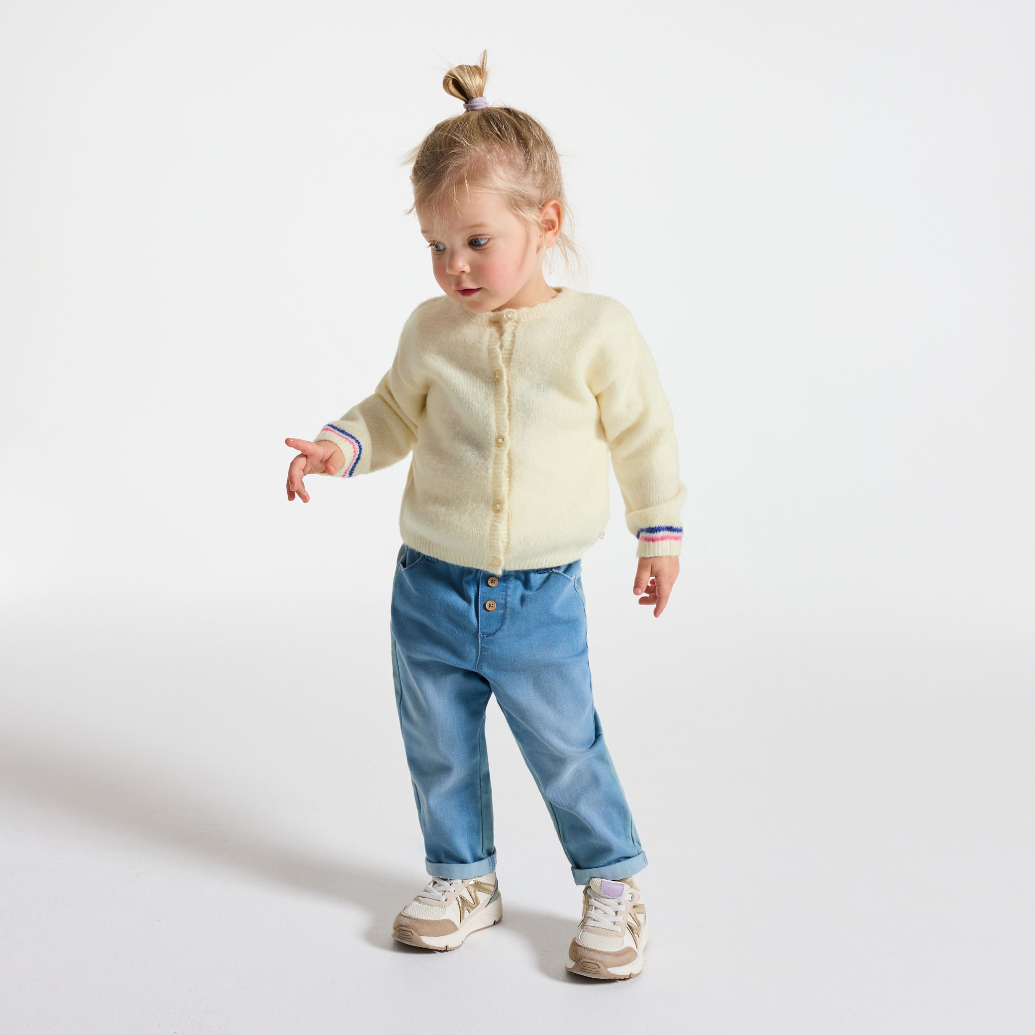 Gilet blanc en maille bébé fille - Blanc Meringue