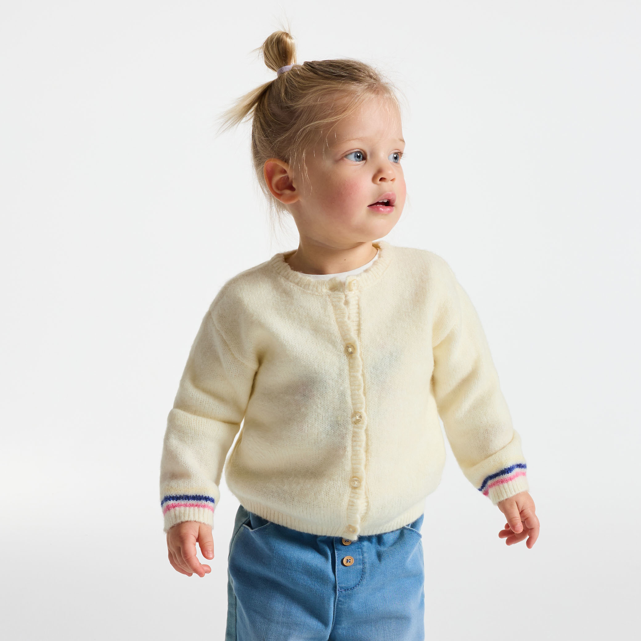 Gilet blanc en maille bébé fille - Blanc Meringue