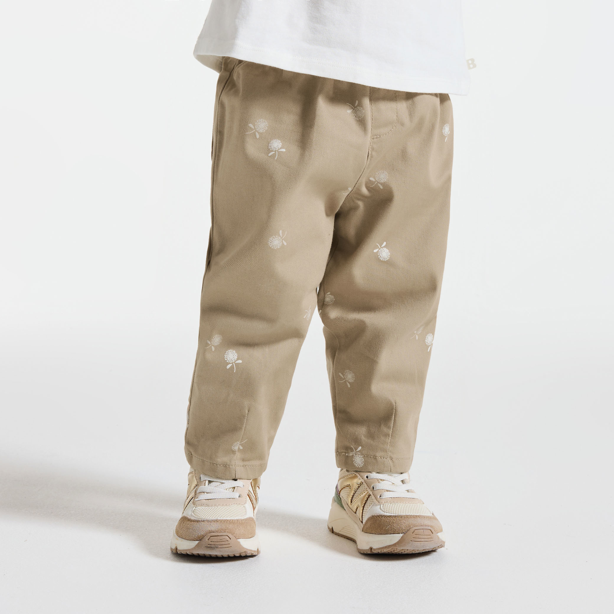 Pantalon fleuri paperbag beige bébé fille - Beige Chanvre