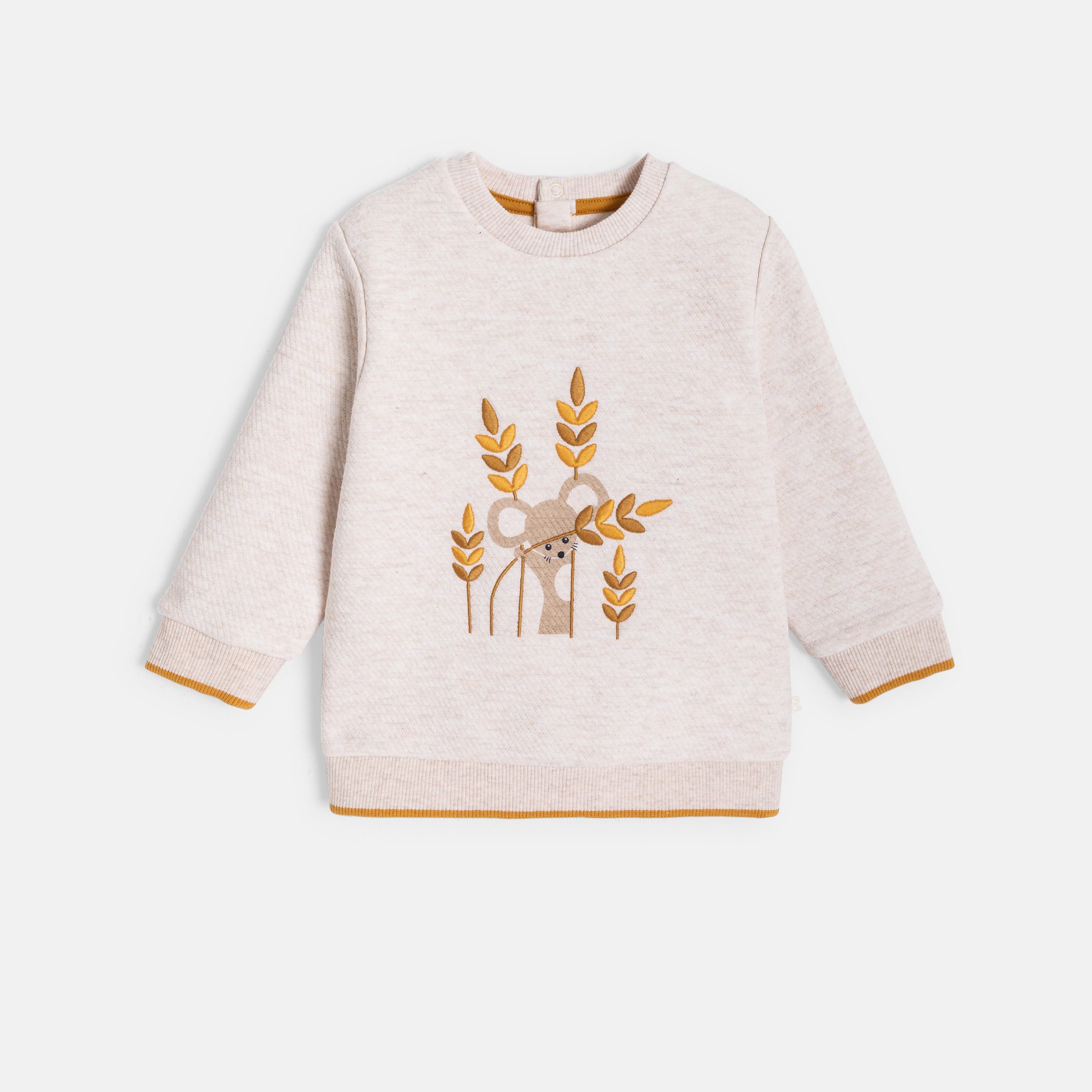 Sweat beige à motif animalier bébé garçon - Ecru chiné