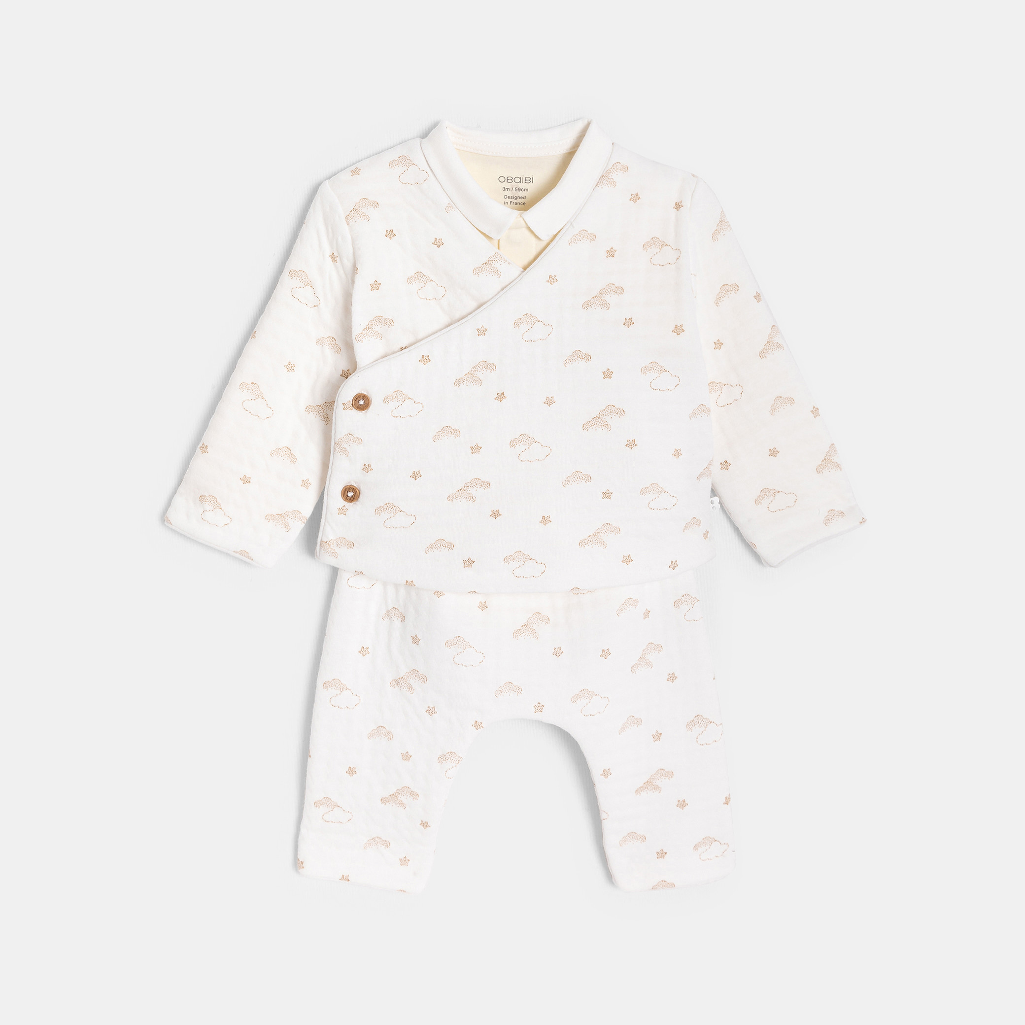 Ensemble 3 pièces beige bébé mixte - Imprimé beige
