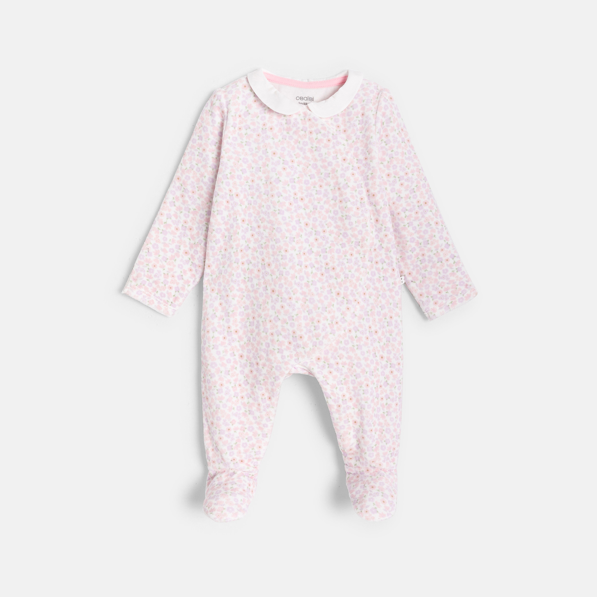Dors-bien rose fleuri bébé fille - Imprimé blanc