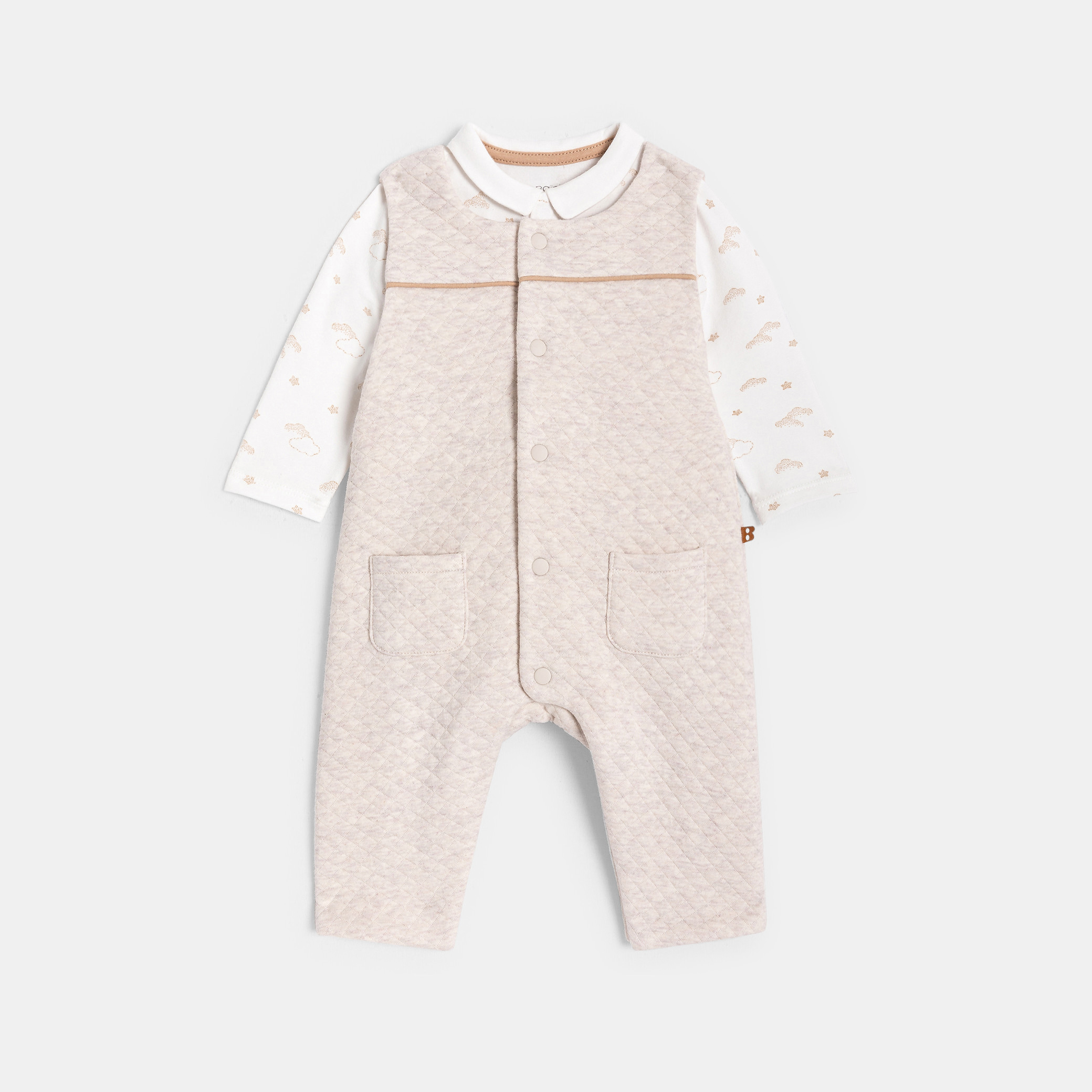 Ensemble salopette et body beige bébé garçon - beige