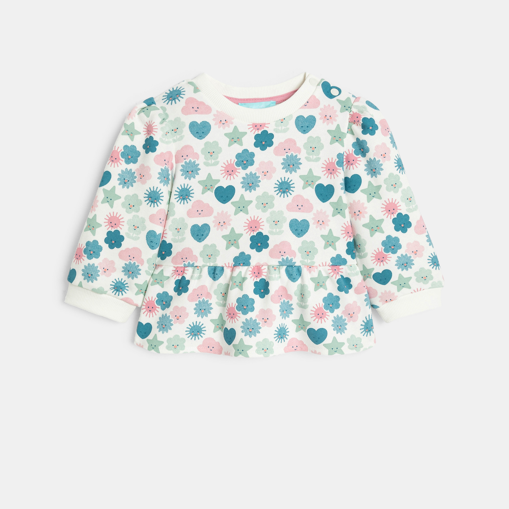 Sweat imprimé vert bébé fille - Imprimé blanc