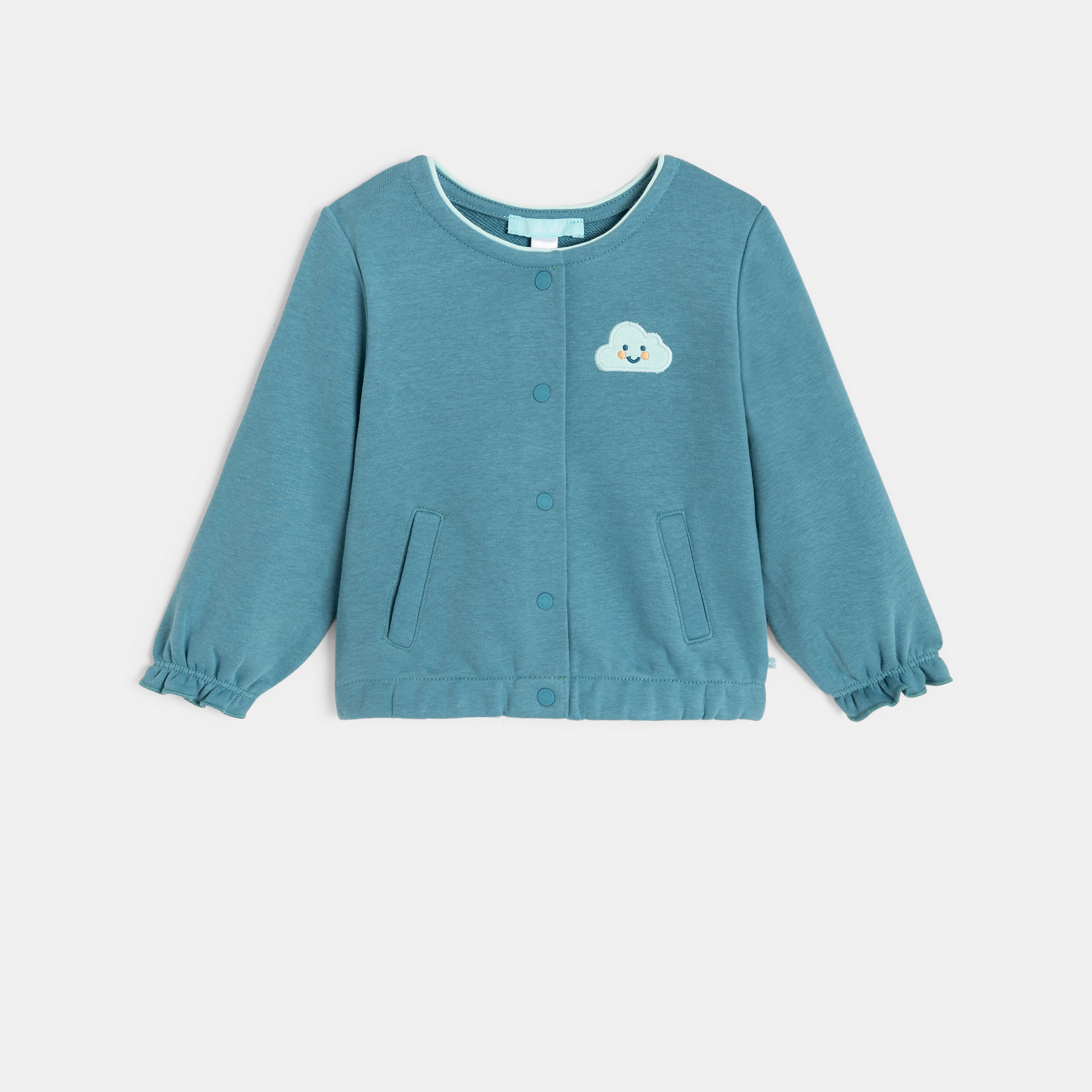 Sweat en molleton bleu bébé fille - Bleu Mineral