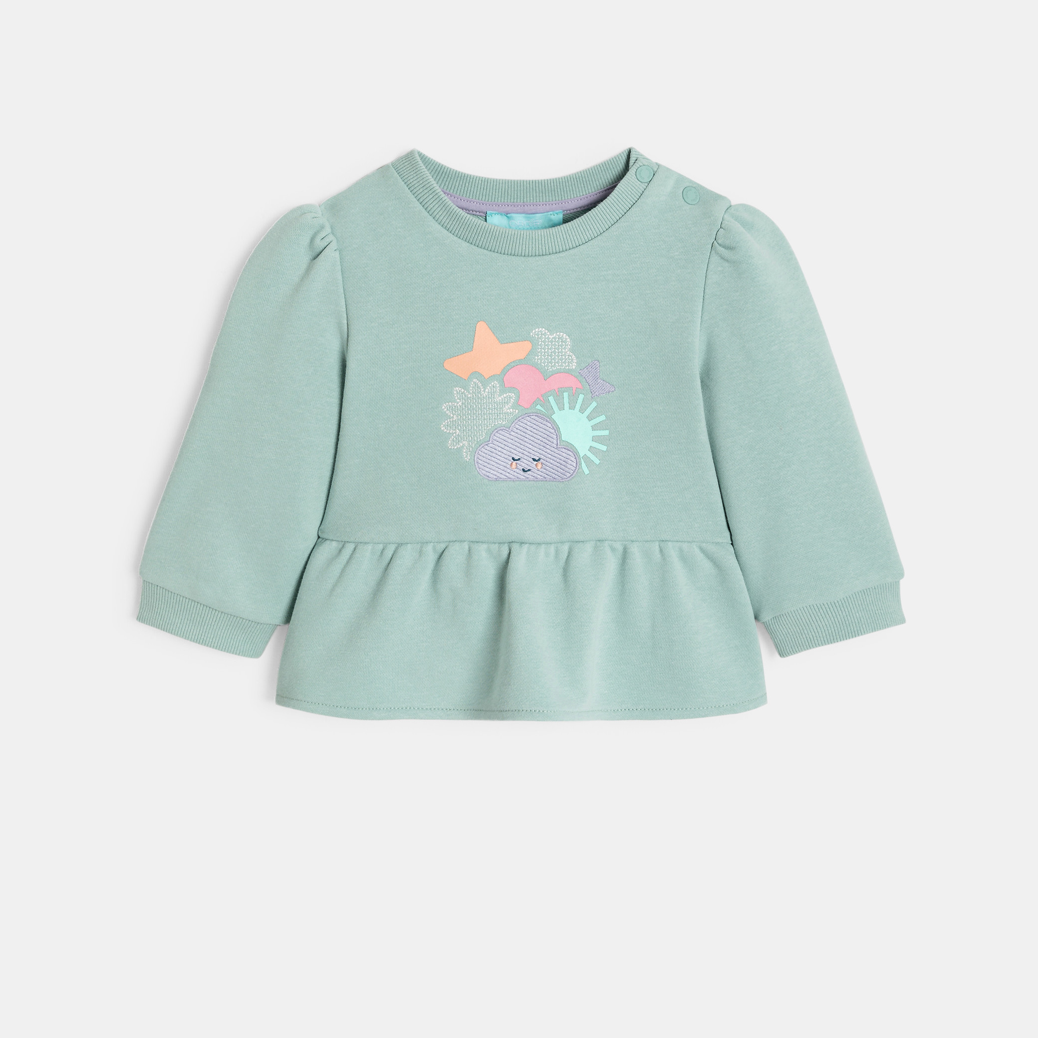 Sweat imprimé vert bébé fille - Vert Thym