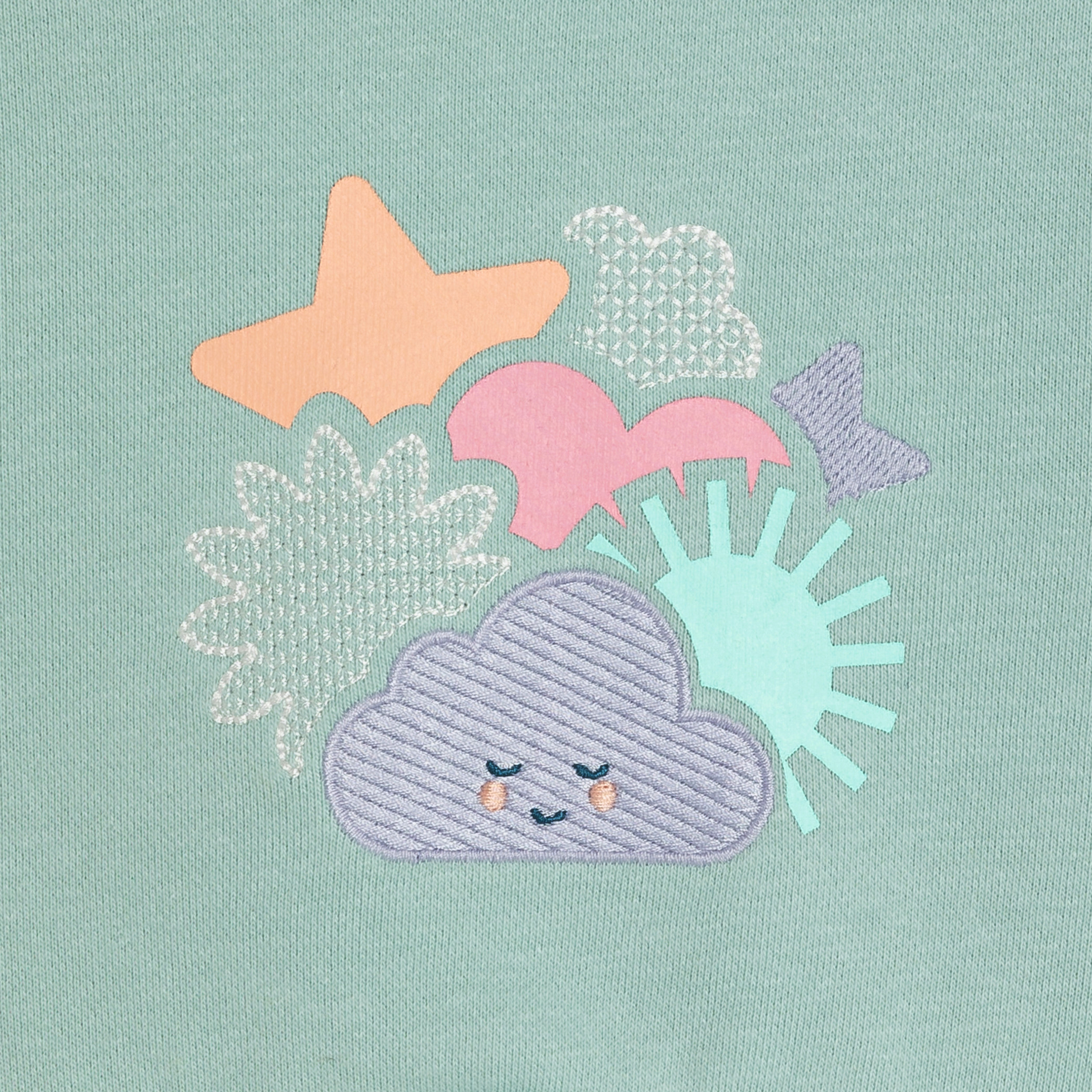 Sweat imprimé vert bébé fille - Vert Thym