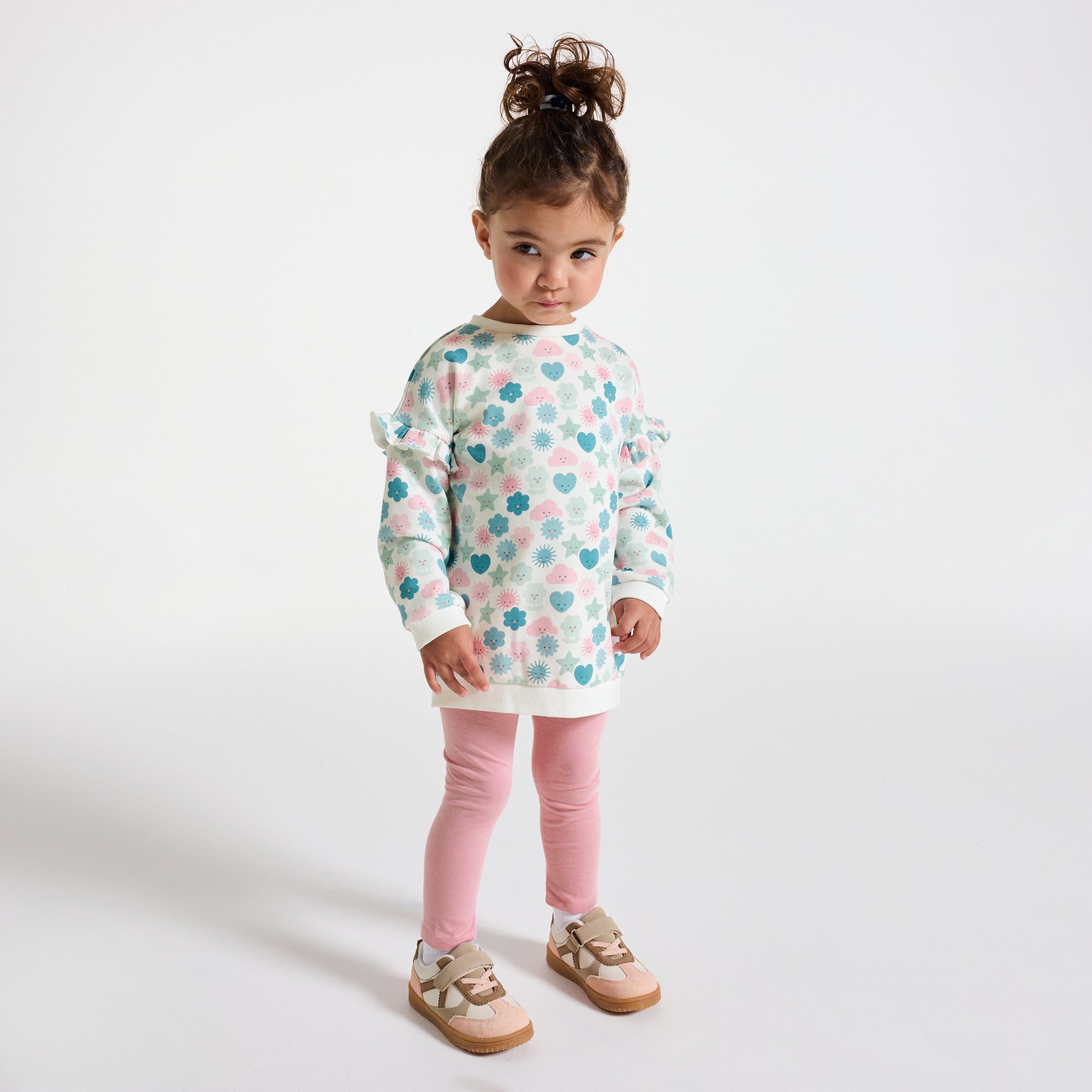 Ensemble sweat et legging bleu bébé fille - Imprimé rose