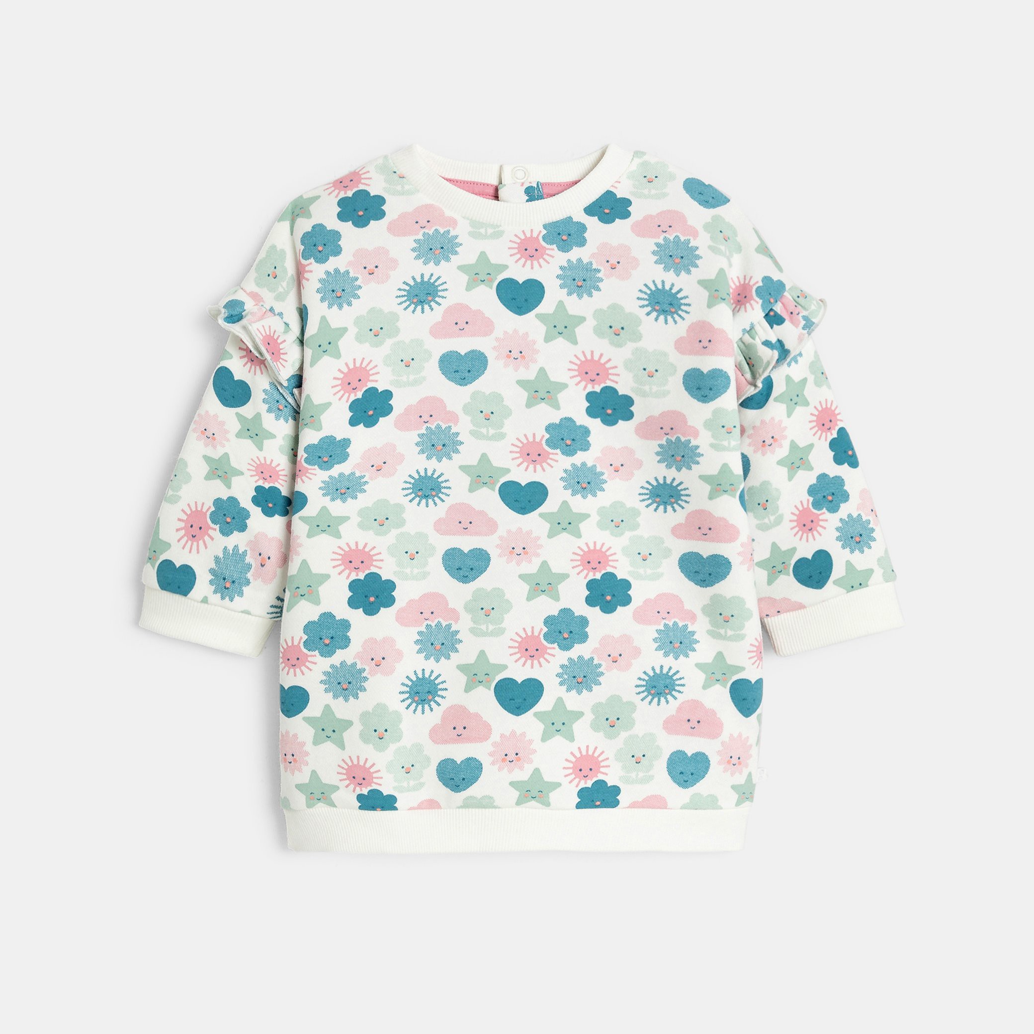 Ensemble sweat et legging bleu bébé fille - Imprimé rose