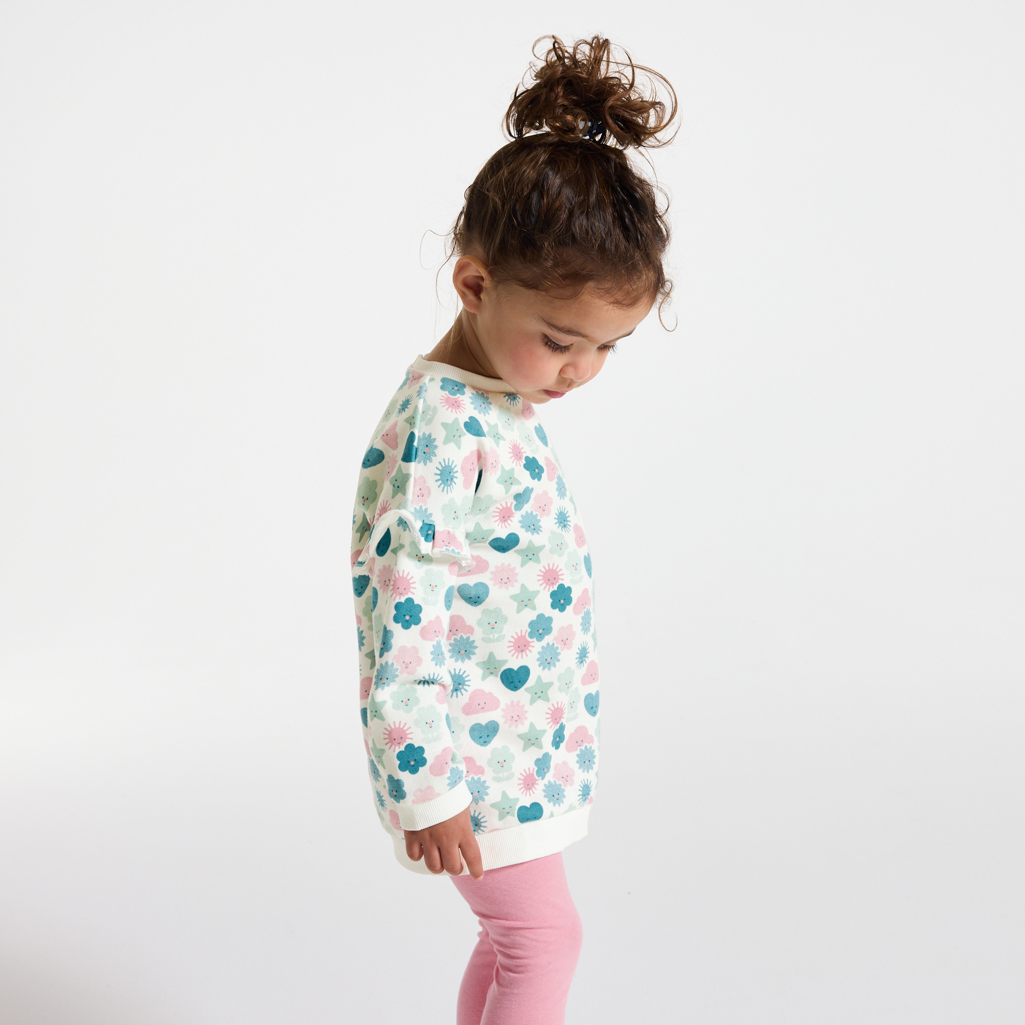 Ensemble sweat et legging bleu bébé fille - Imprimé rose
