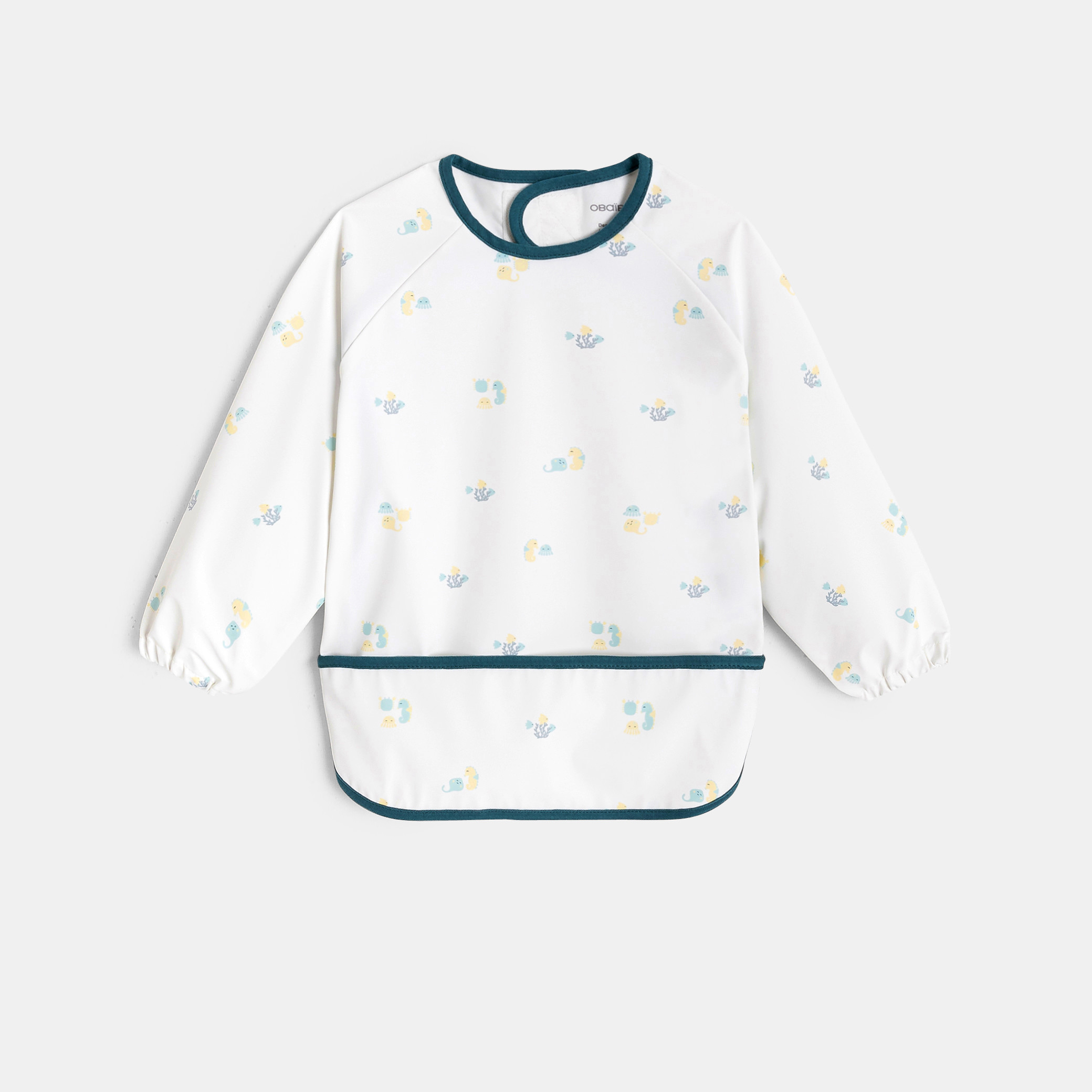 Bavoir à manches longues blanc bébé garçon - Imprimé blanc