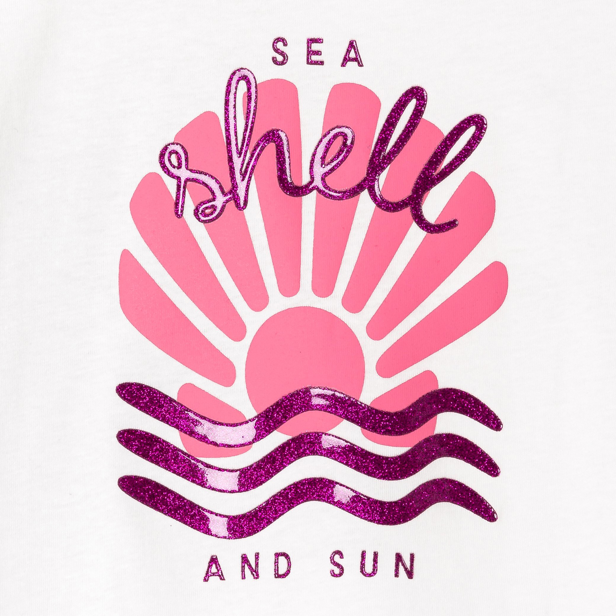 T-shirt blanc à motif manches courtes Fille - Blanc écru