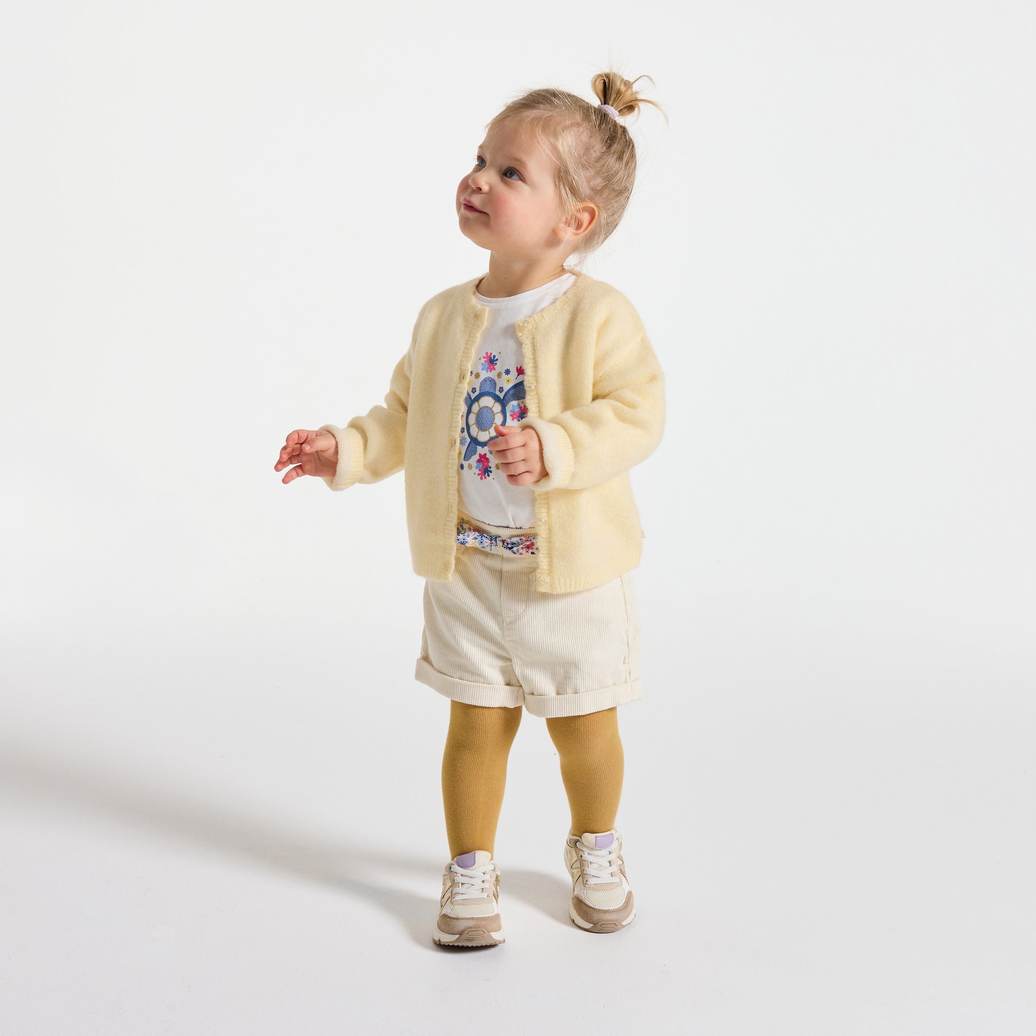 Gilet blanc en maille bébé fille - Vanille