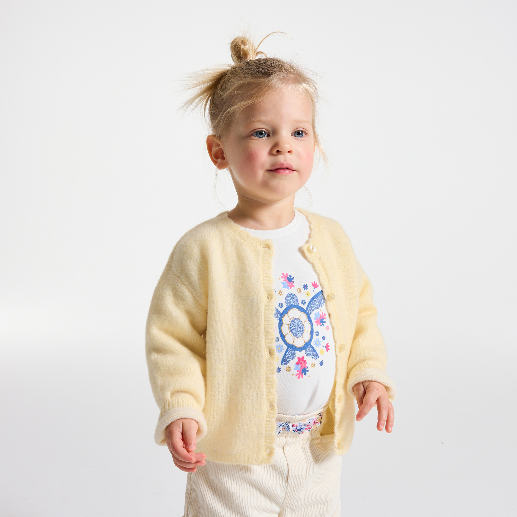 Gilet blanc en maille bébé fille - Vanille