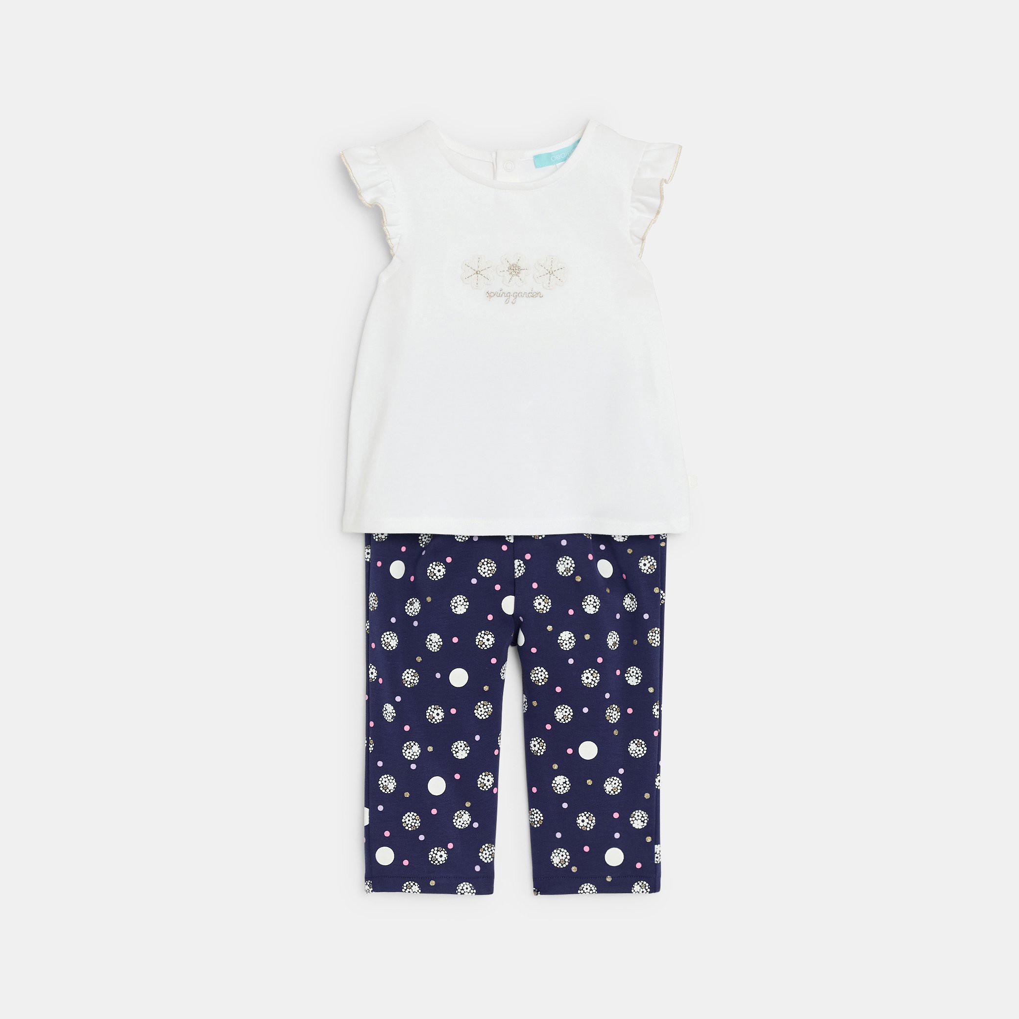 Ensemble bleu imprimé fleuri bébé fille - Imprimé bleu