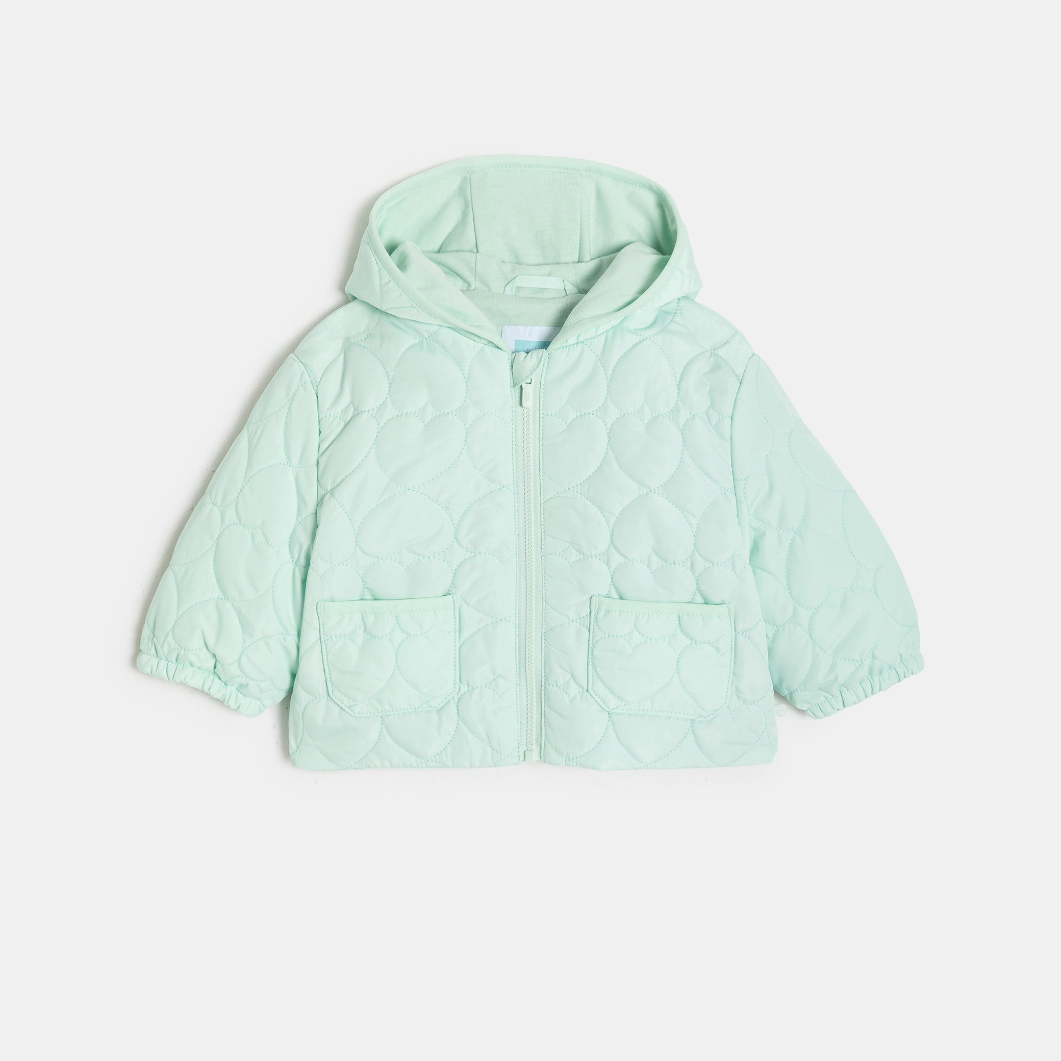 Doudoune matelassée verte à motif coeur Fille - Vert aqua