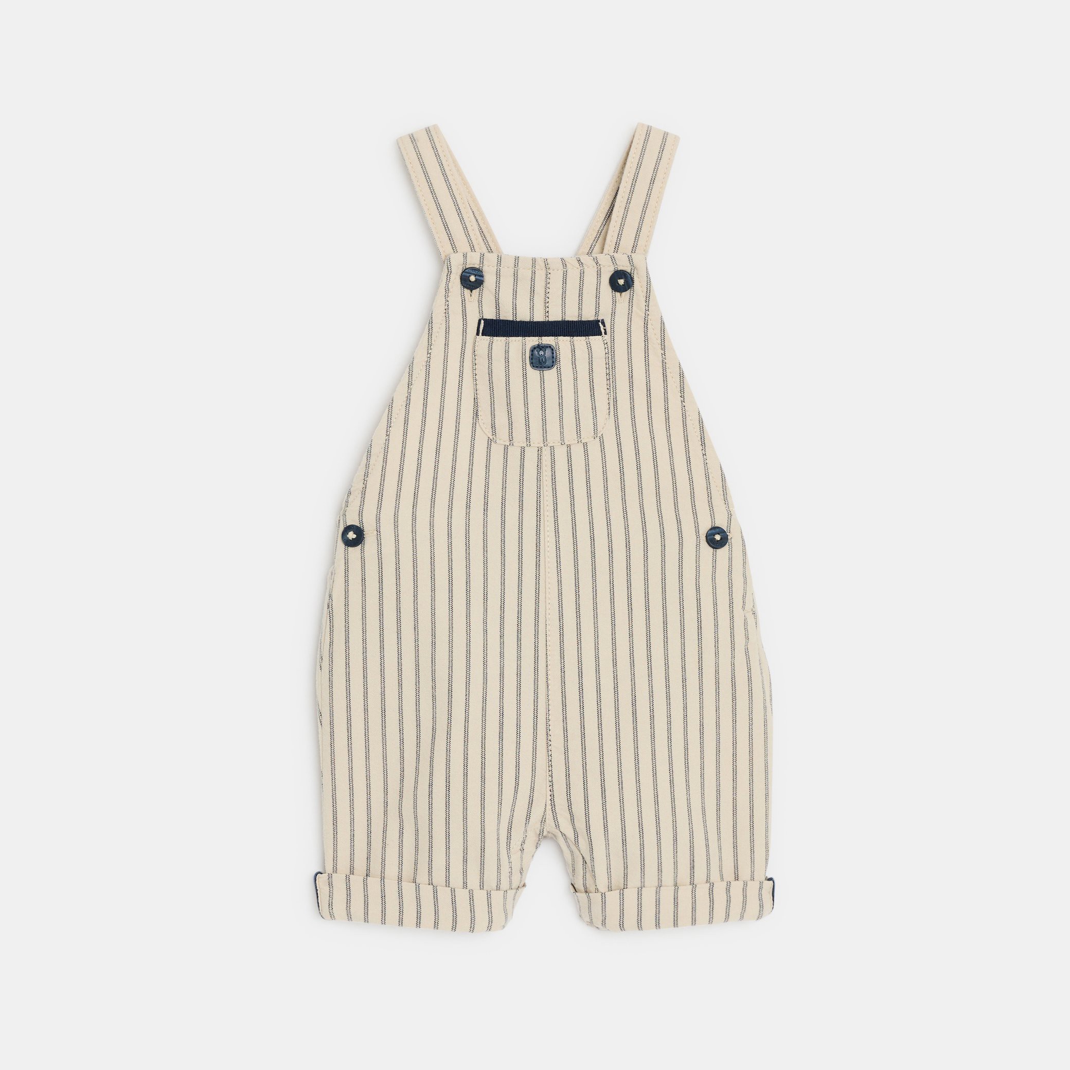 Ensemble salopette bleu bébé garçon - Beige Tres Clair