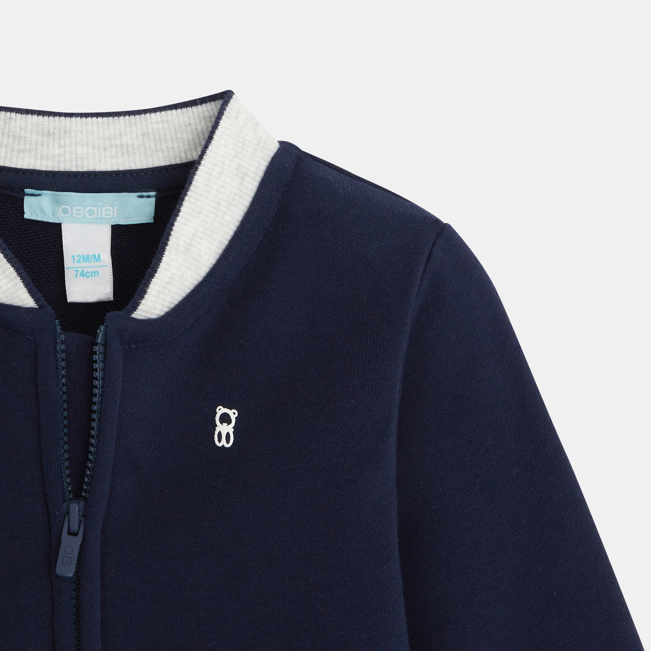 Teddy zippé en molleton doux bleu bébé garçon - Bleu navy