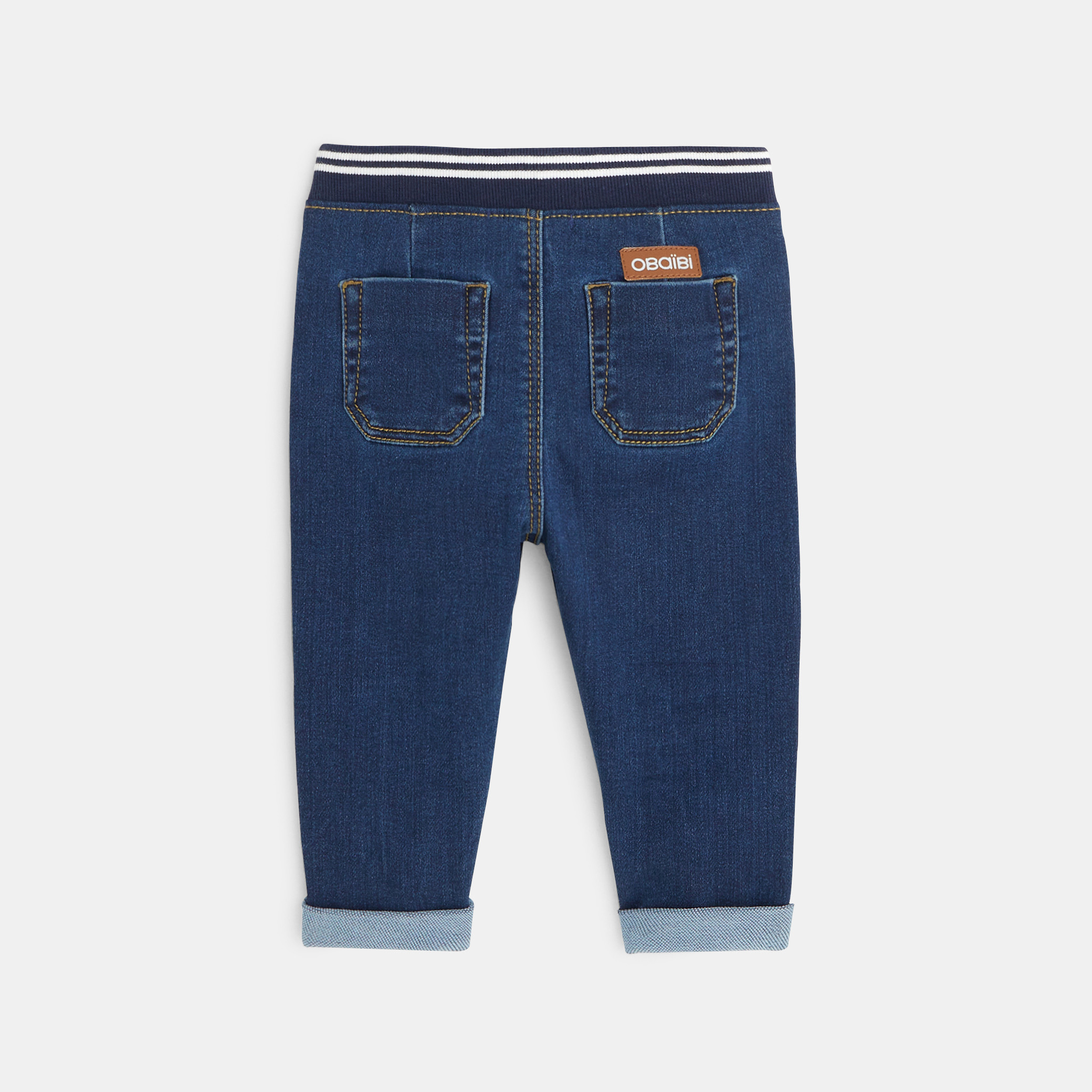 Jean denim confort ultra stretch marron bébé garçon - Denim bleu stone