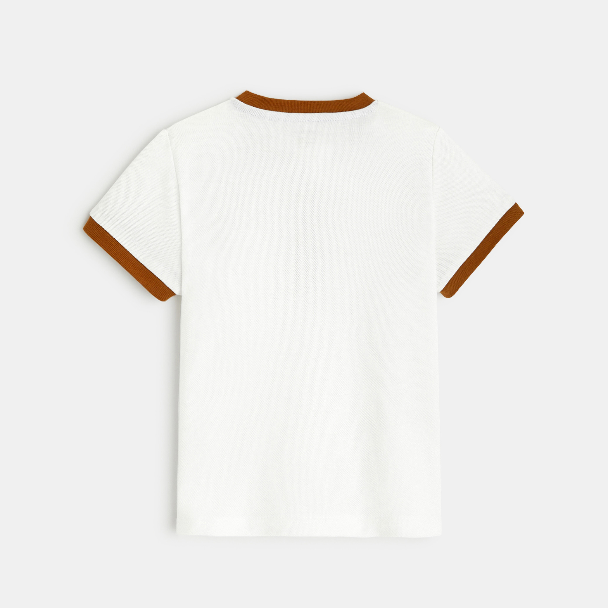 T-shirt col tunisien maille piquée blanc bébé garçon - Blanc