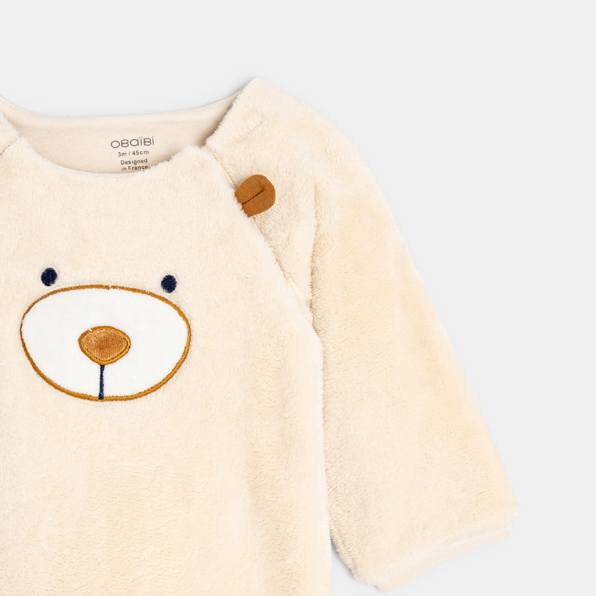 Surpyjama chaud en soft boa ours beige naissance - Beige