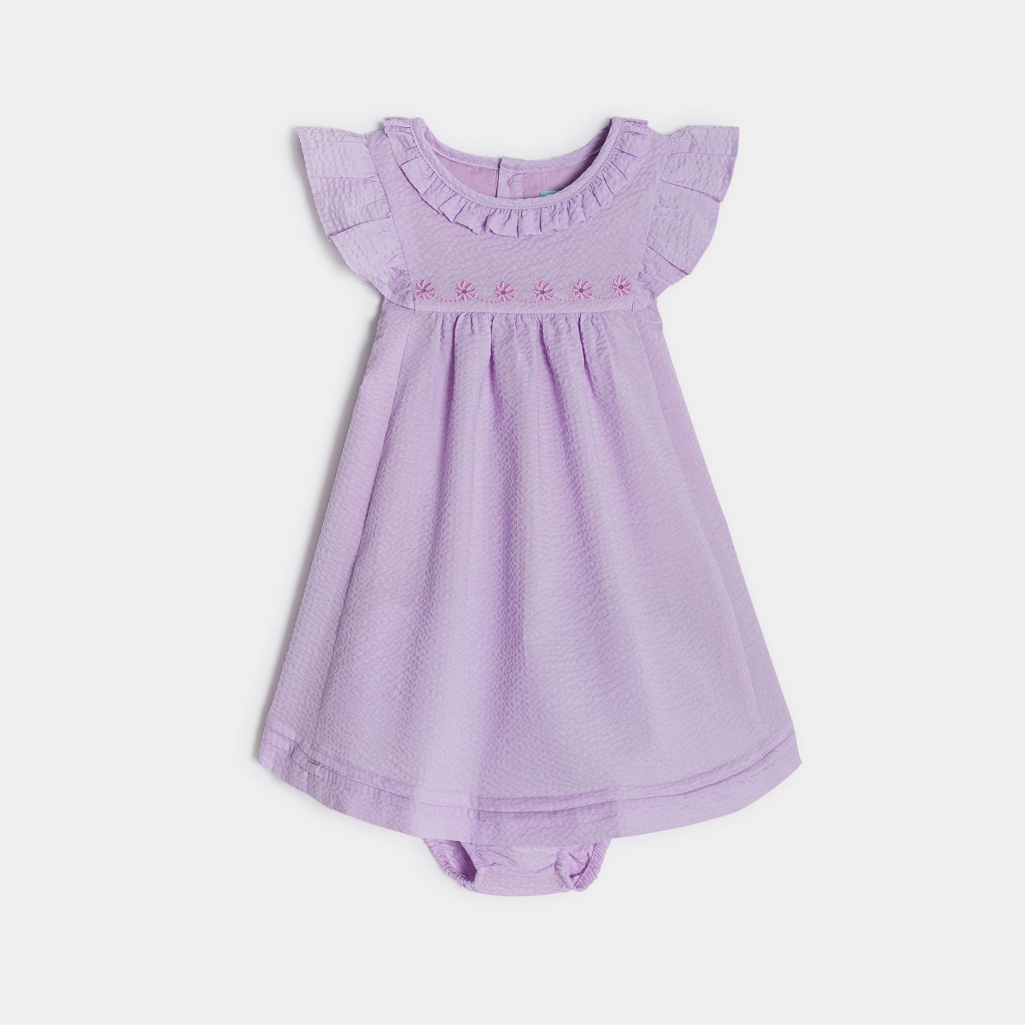 Robe de cérémonie à volants blanc bébé fille - Violet Clair