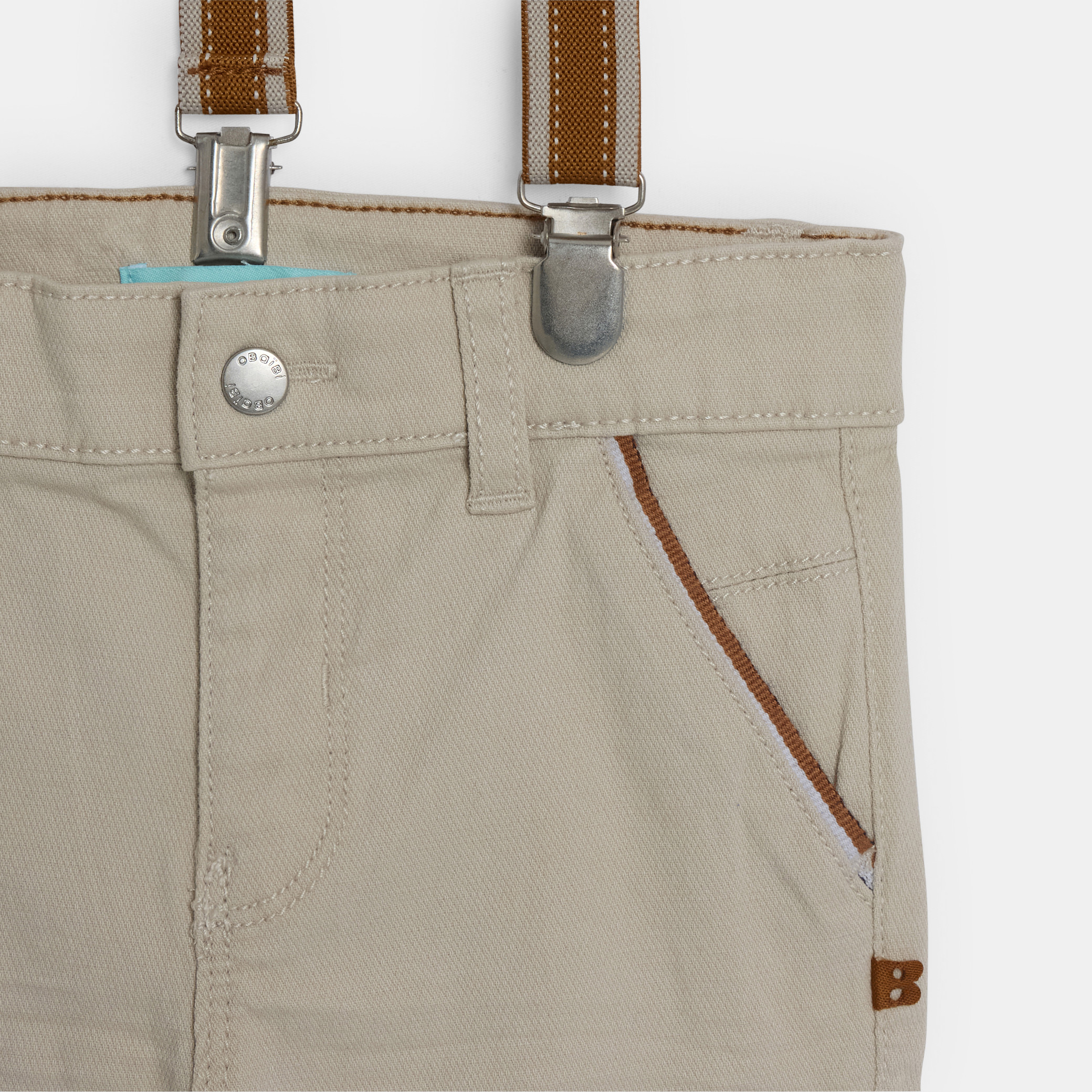 Bermuda à bretelles beige bébé garçon - Beige Tres Clair
