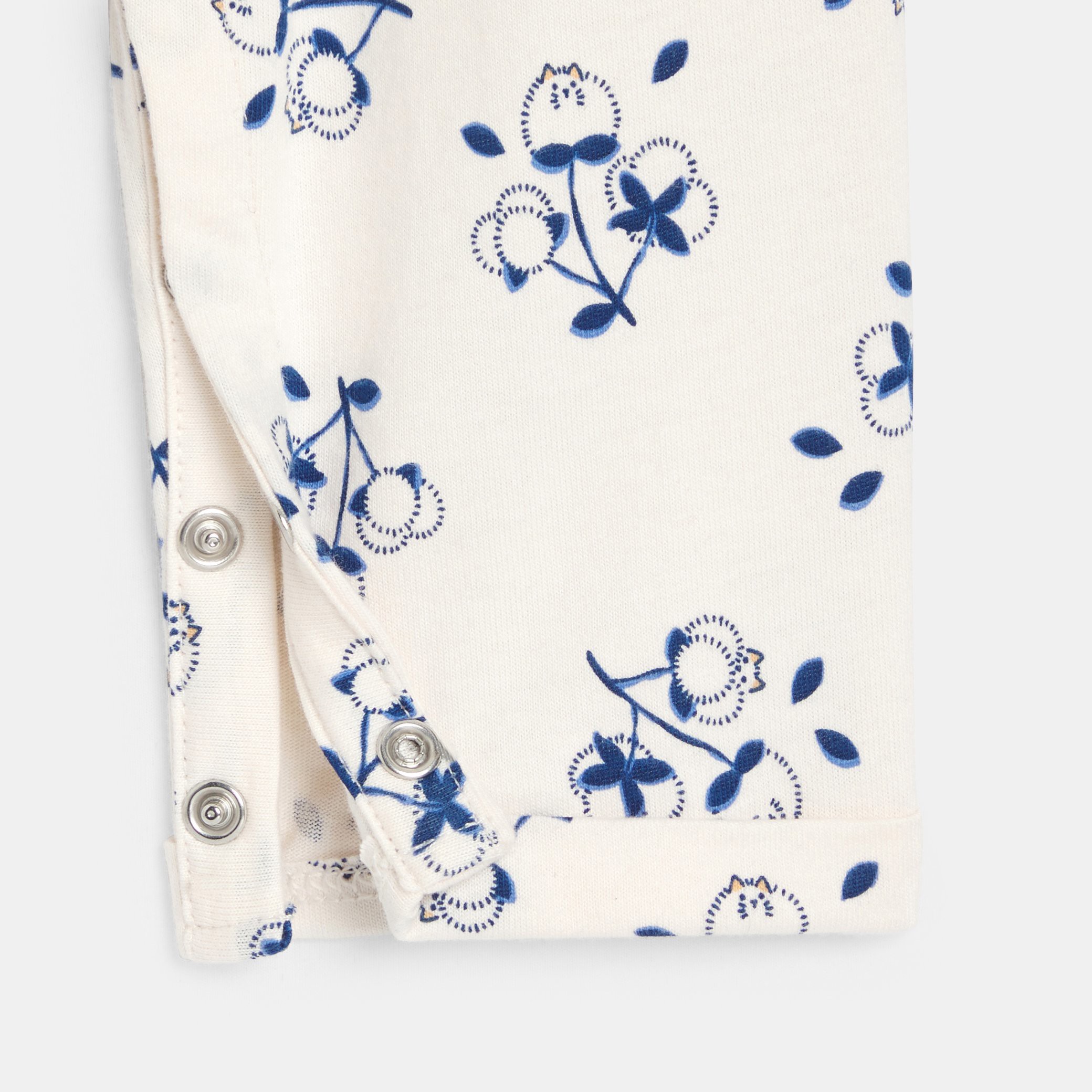 Combinaison longue fleurie bleu marine bébé fille - Imprimé bleu