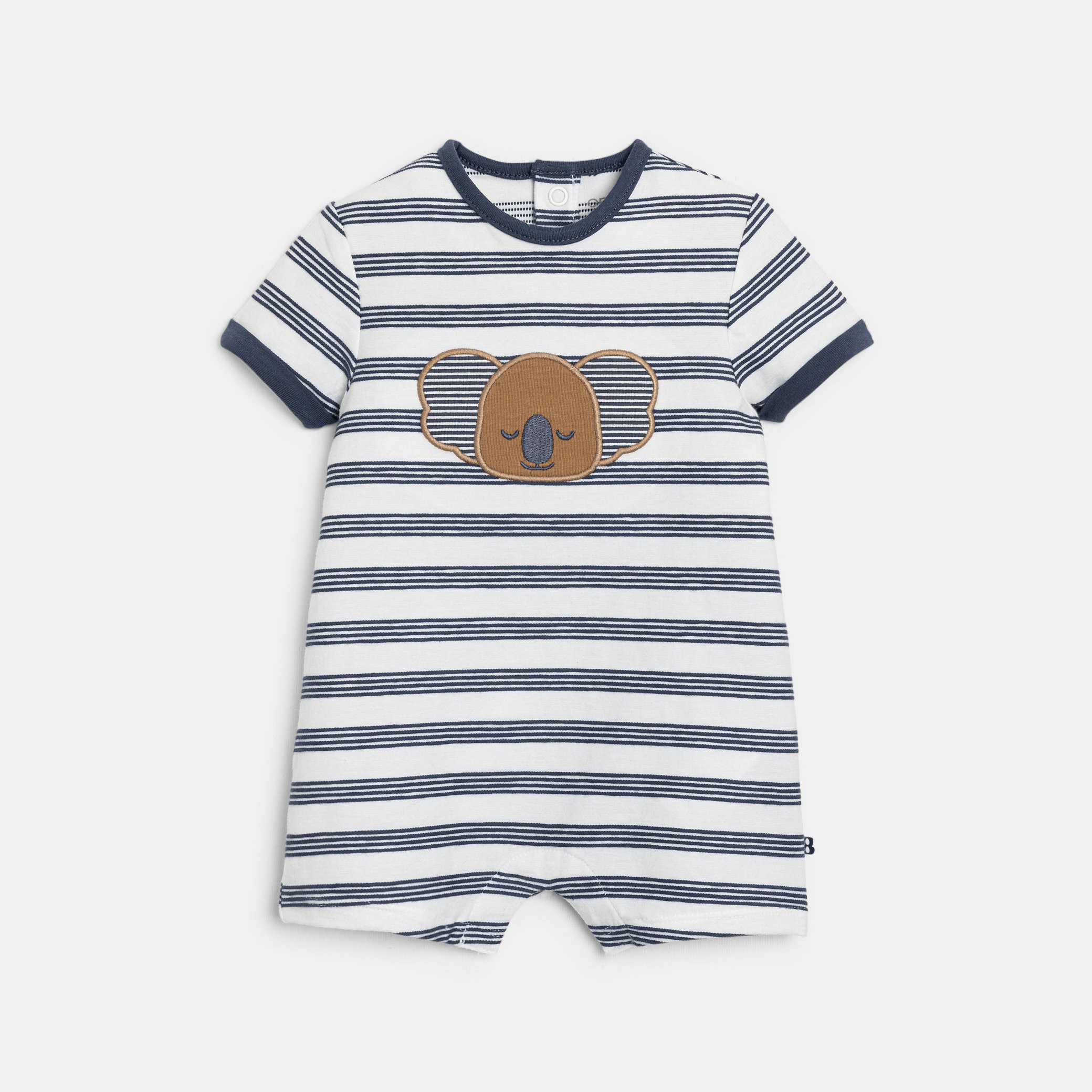 Combi courte rayée koala bleu bébé garçon - Imprimé bleu