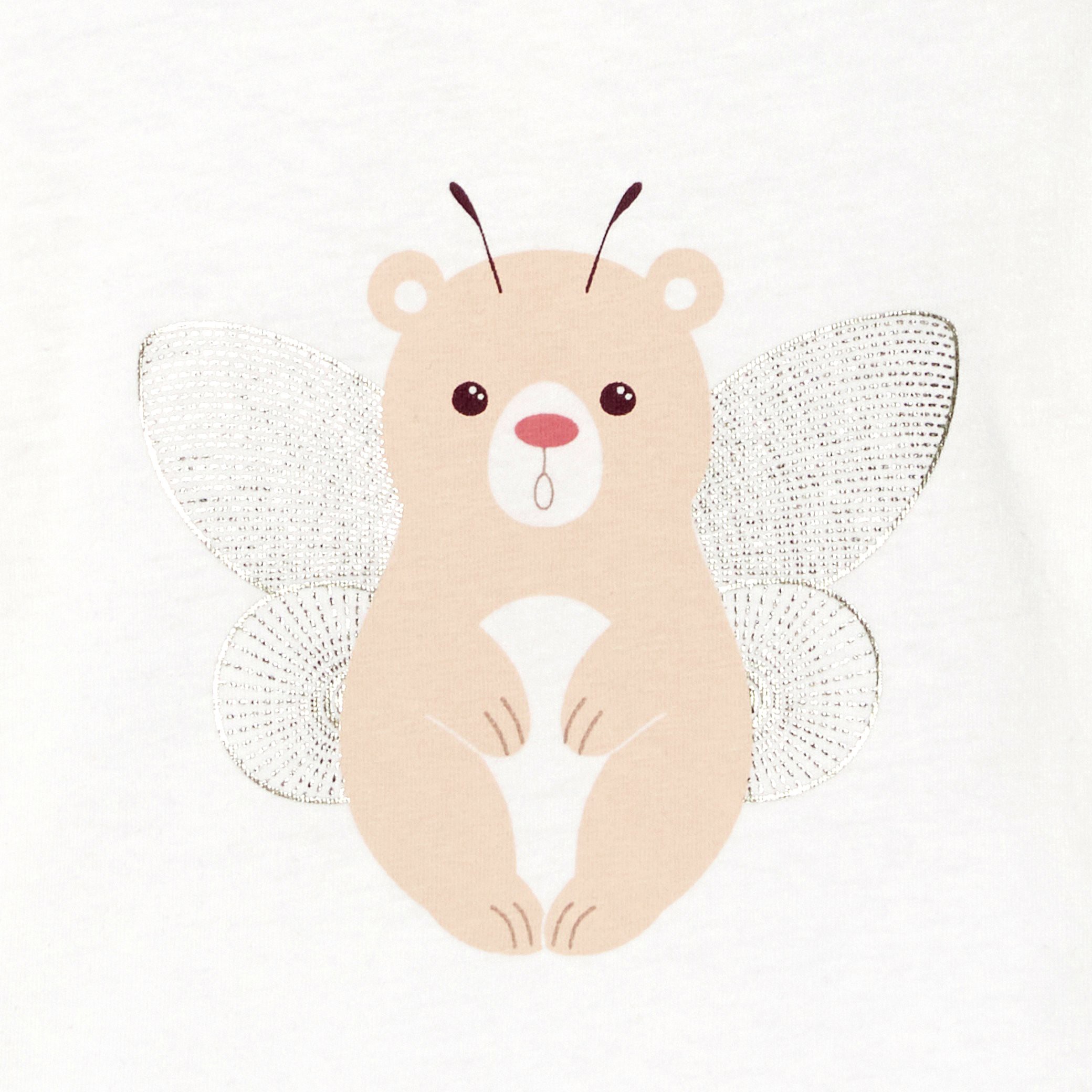 T-shirt manches longues animal blanc bébé fille - Ecru Tres Clair