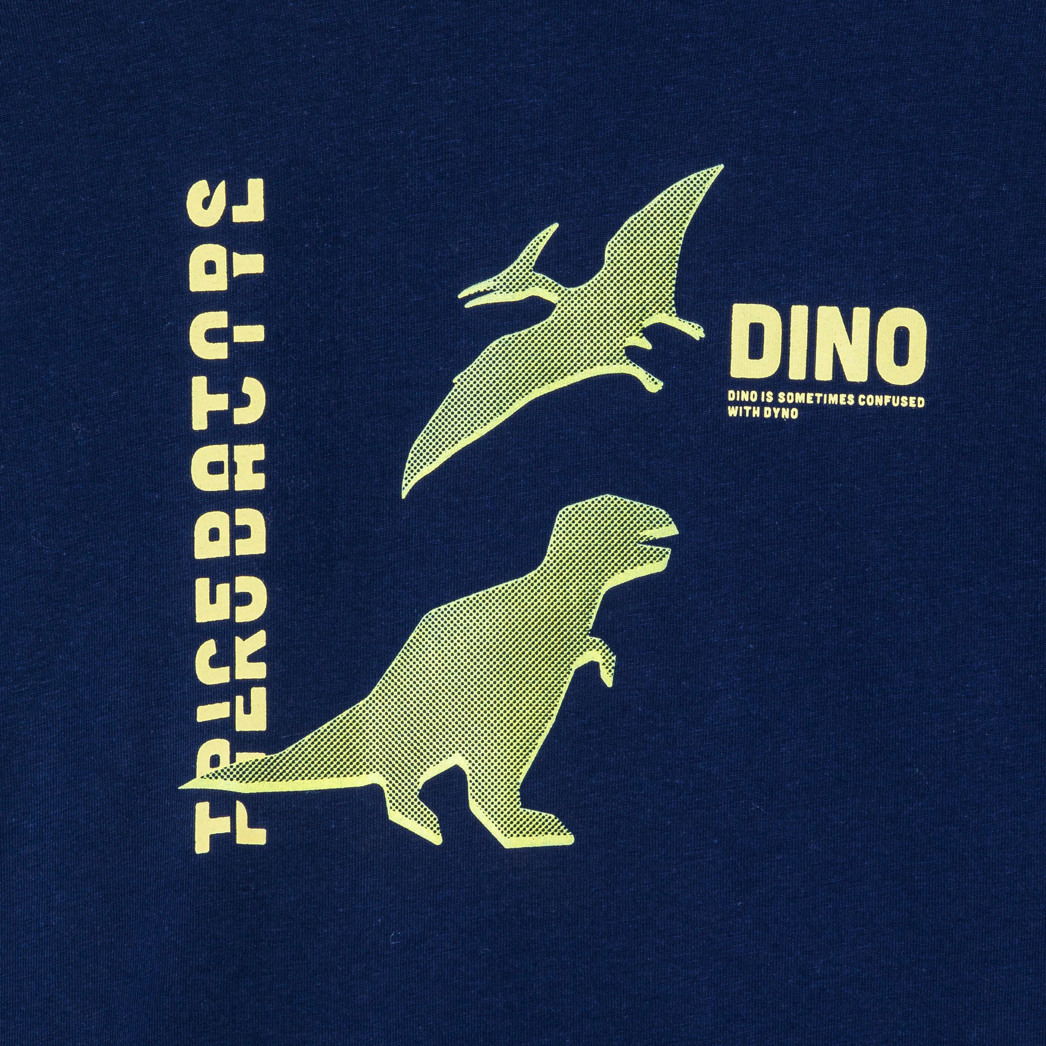 T-shirt manches longues dinosaure marron Garçon - Bleu Fonce