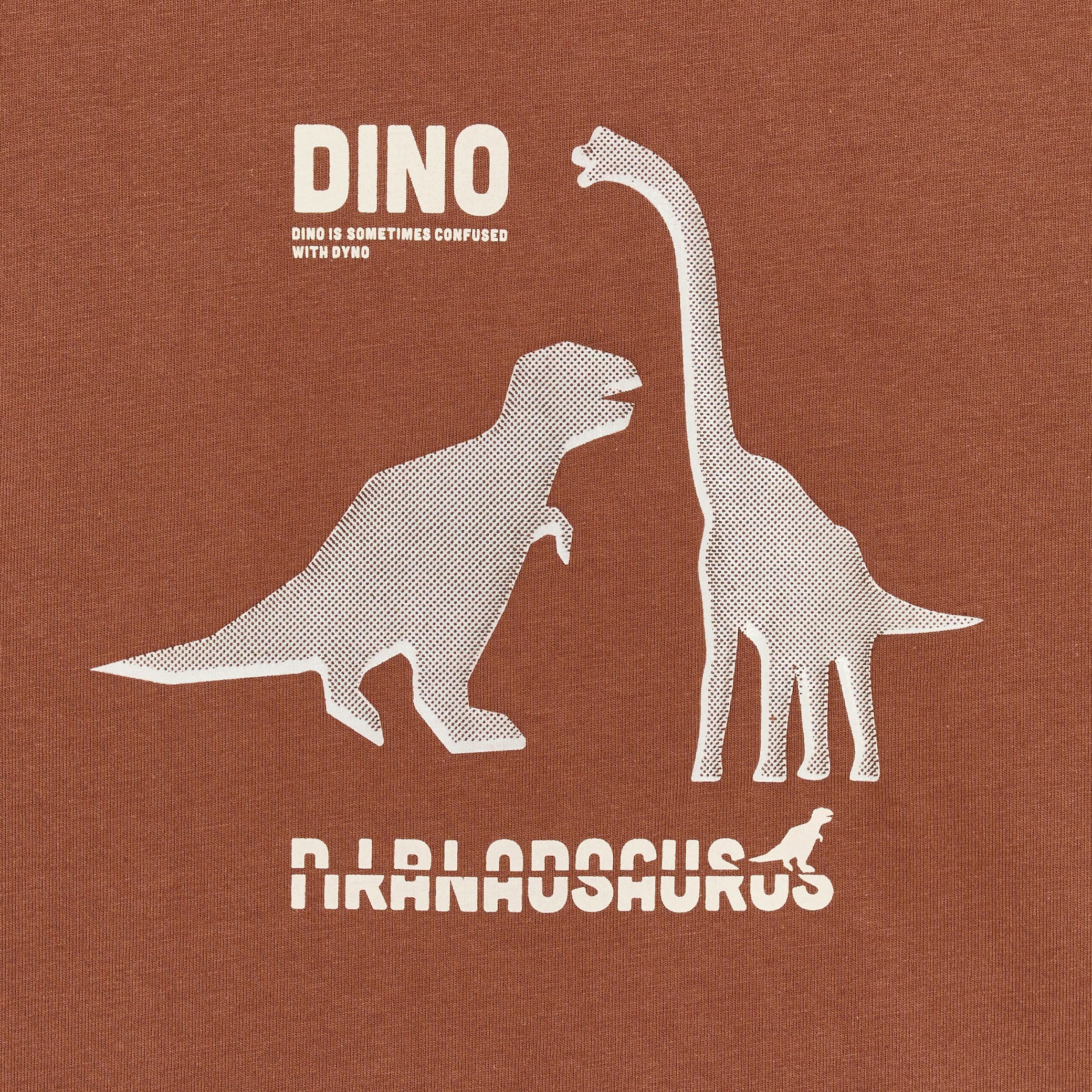 T-shirt manches longues dinosaure marron Garçon - Marron clair