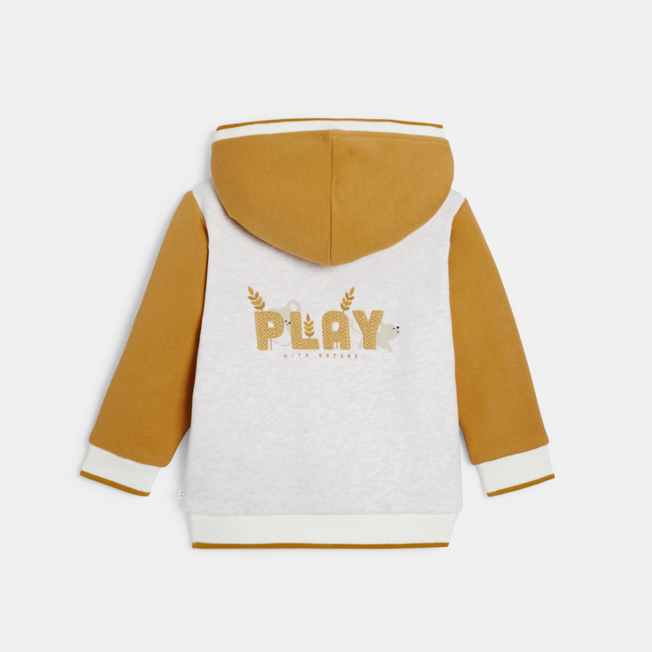 Sweat zippé molleton à capuche jaune bébé garçon - Jaune Miel