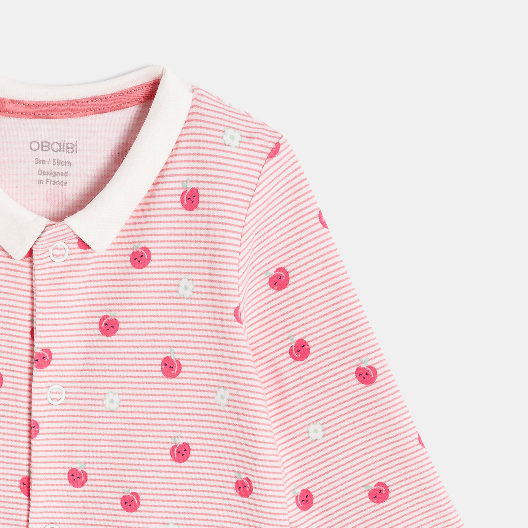 Dors-bien rayé rose bébé fille - Rose Pêche