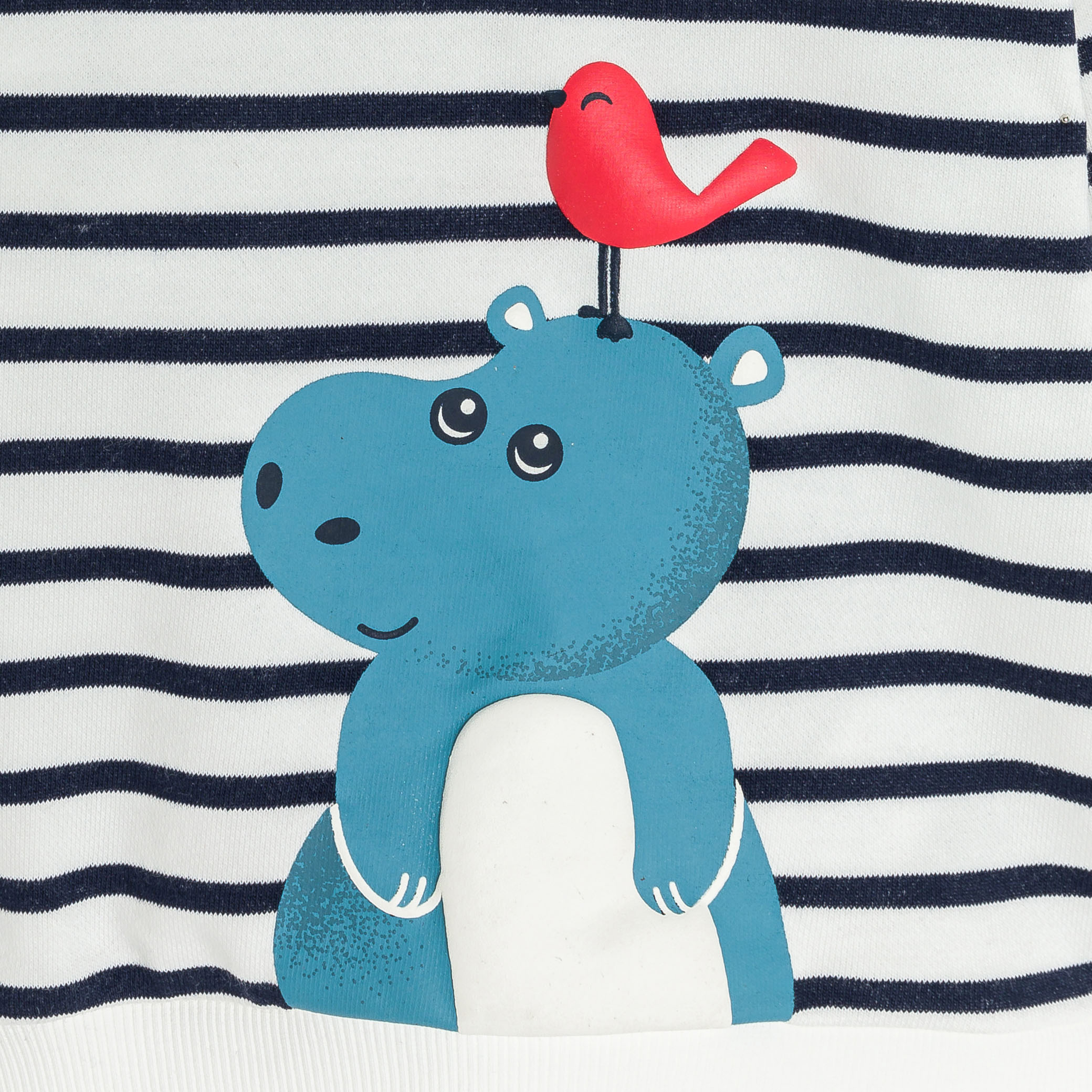 Sweat rayé vert motif animalier bébé garçon - Bleu navy