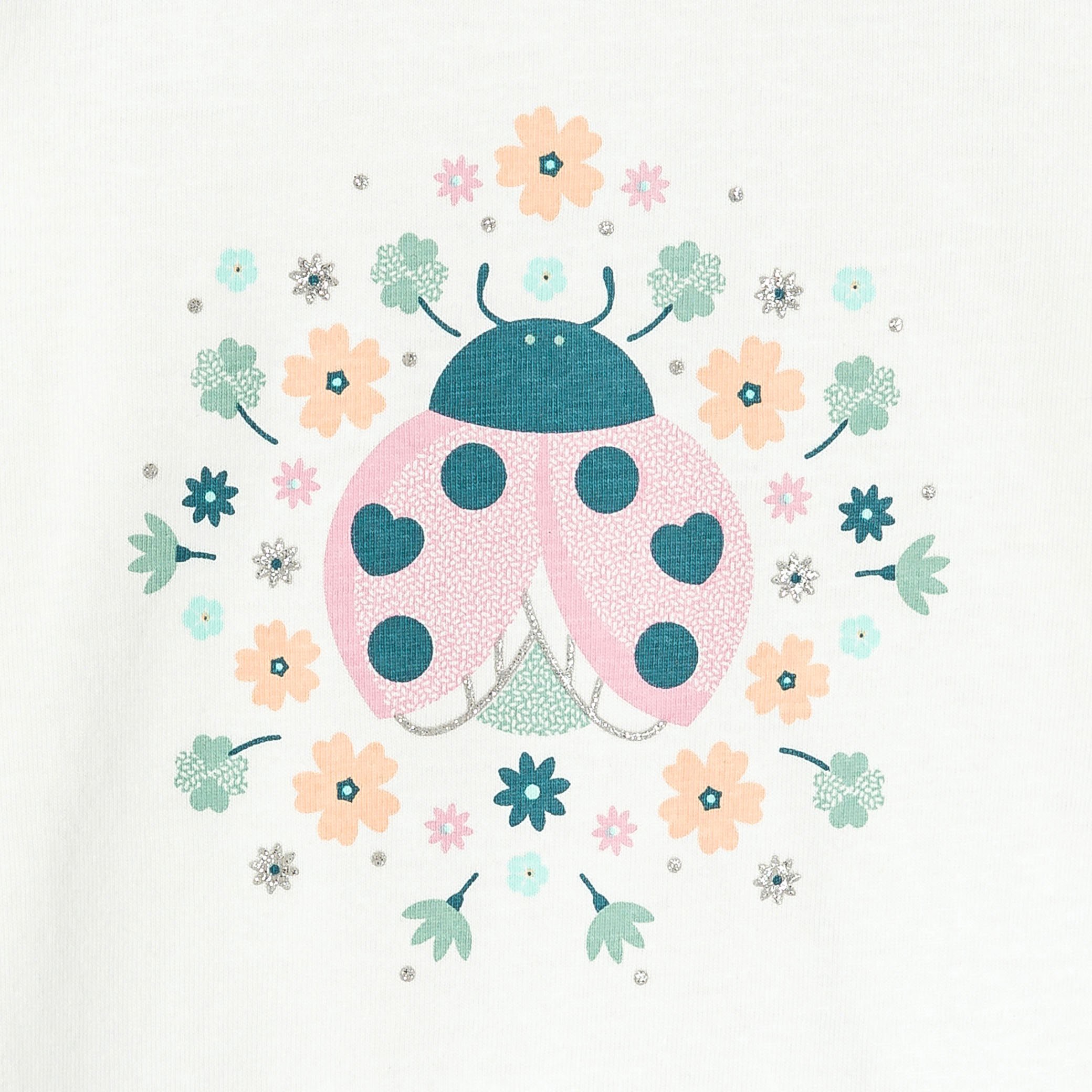 T-shirt blanc manches longues à motif animalier bébé fille - Imprimé multicolore