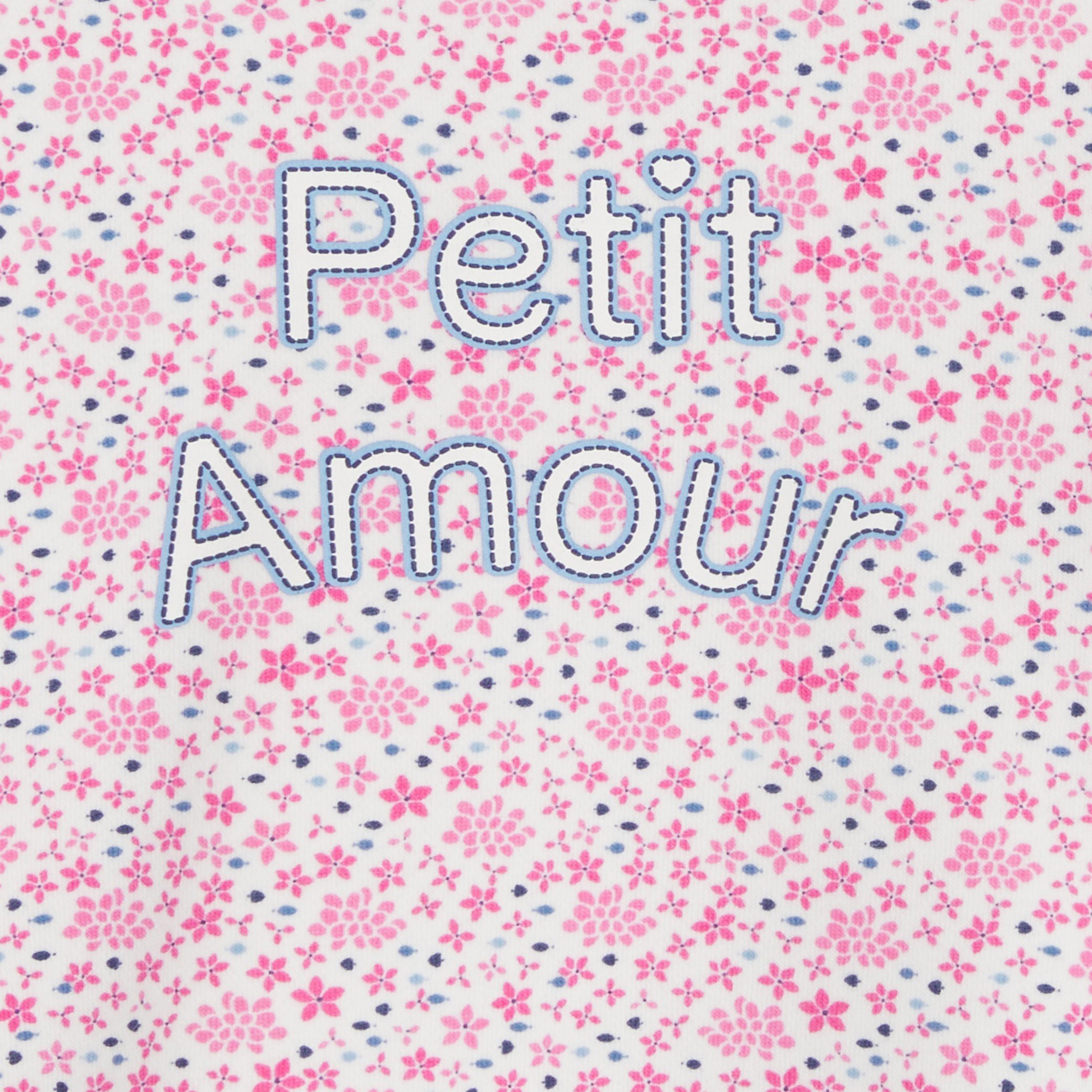 Sweat molleton fleuri à message rose bébé fille - Imprimé rose