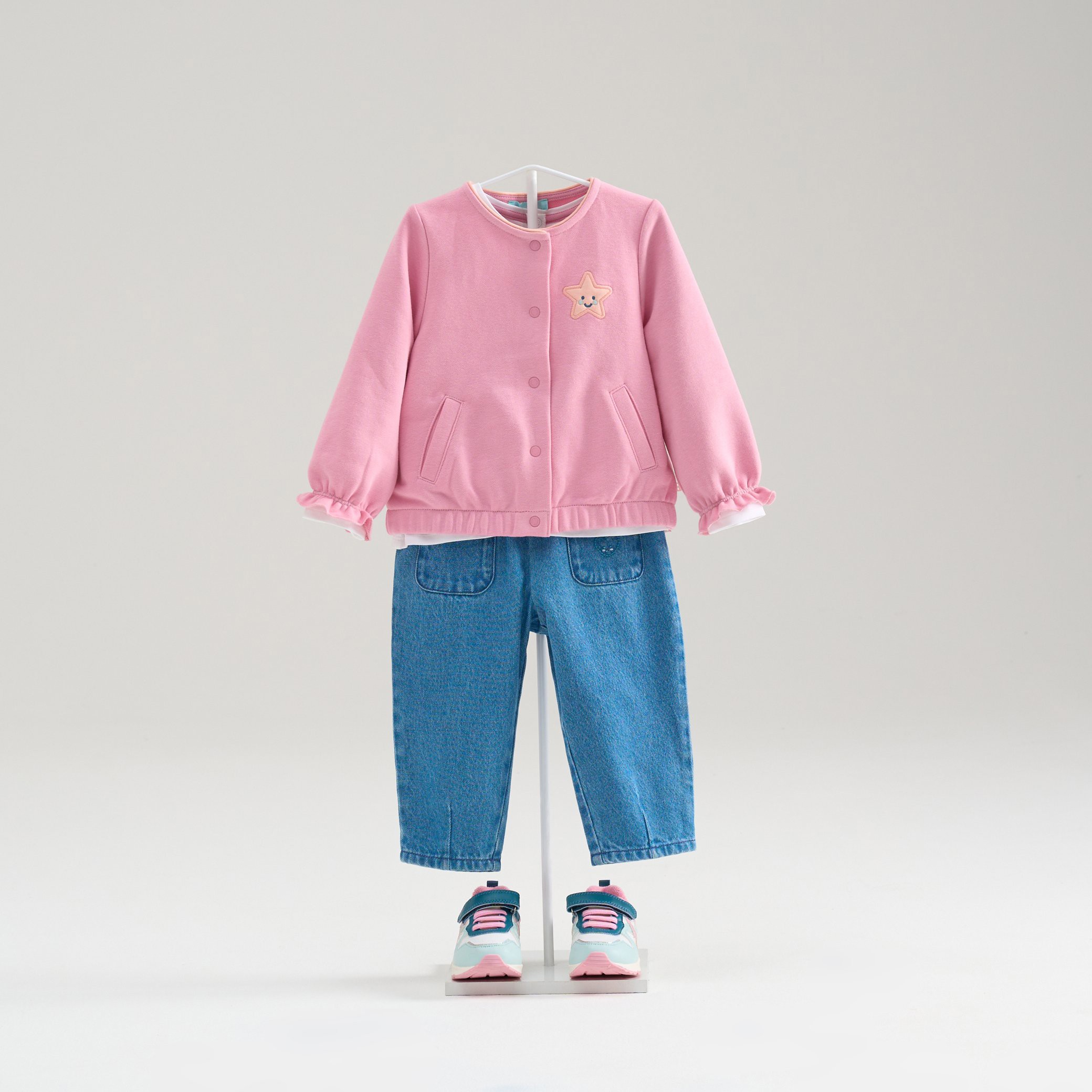 Sweat en molleton bleu bébé fille - Rose passé