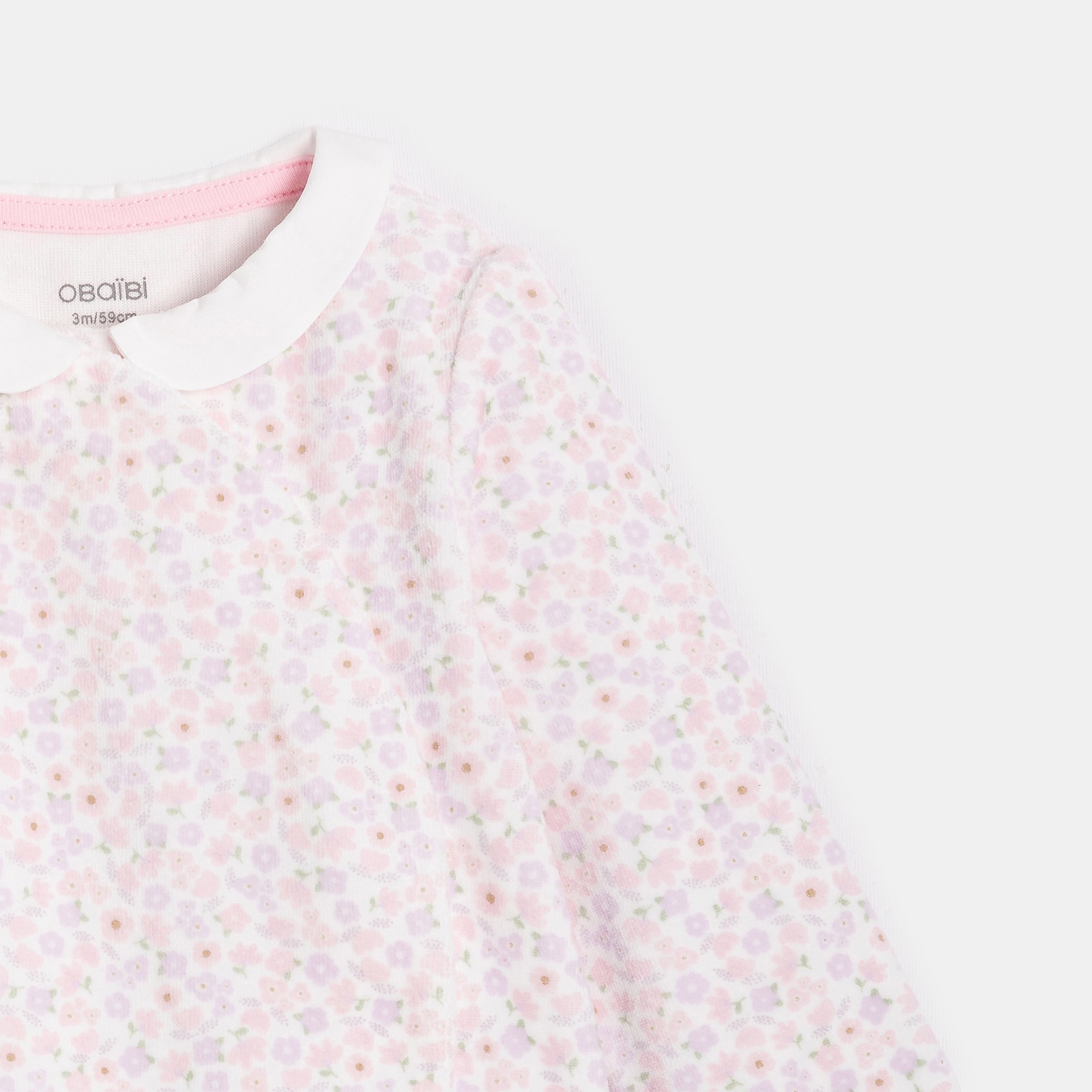 Dors-bien rose fleuri bébé fille - Imprimé blanc