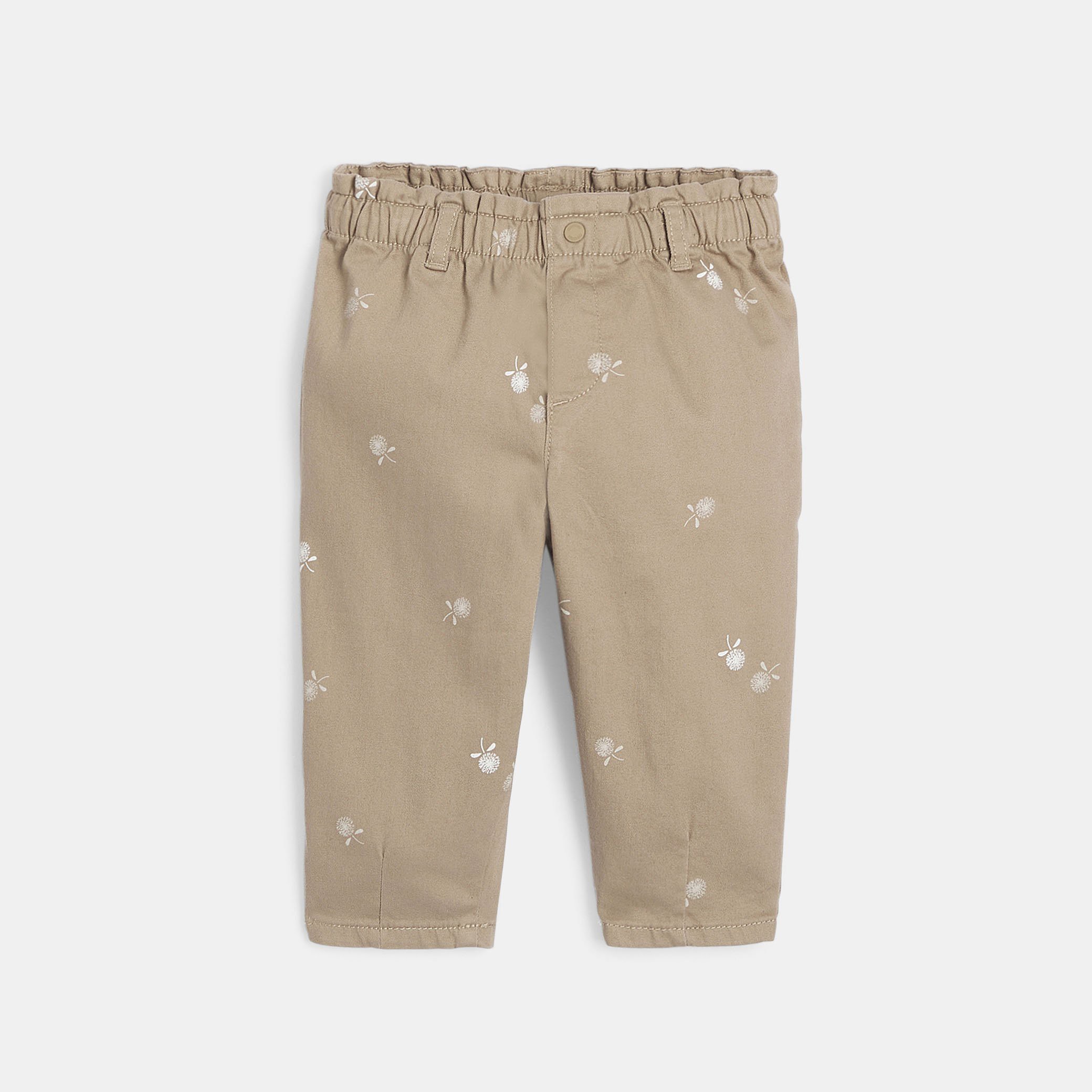 Pantalon fleuri paperbag beige bébé fille - Beige Chanvre