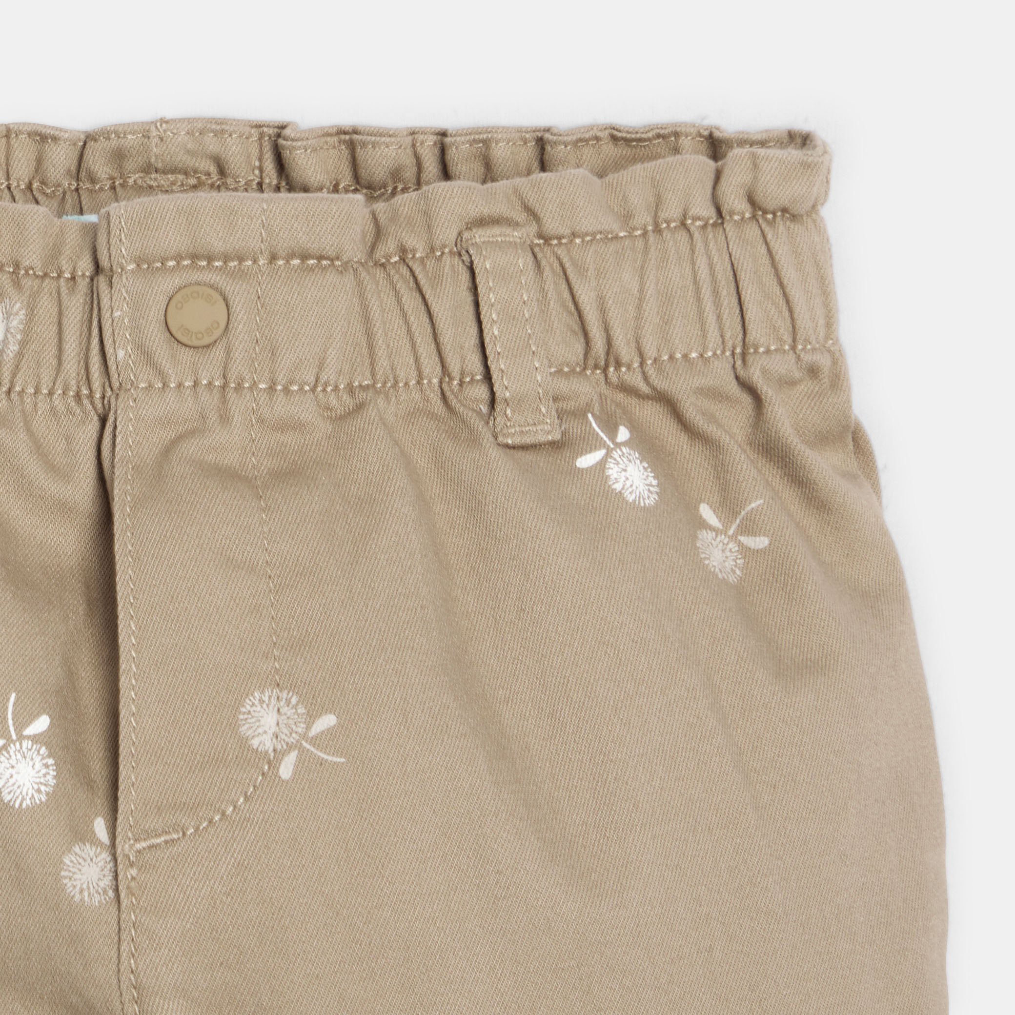 Pantalon fleuri paperbag beige bébé fille - Beige Chanvre