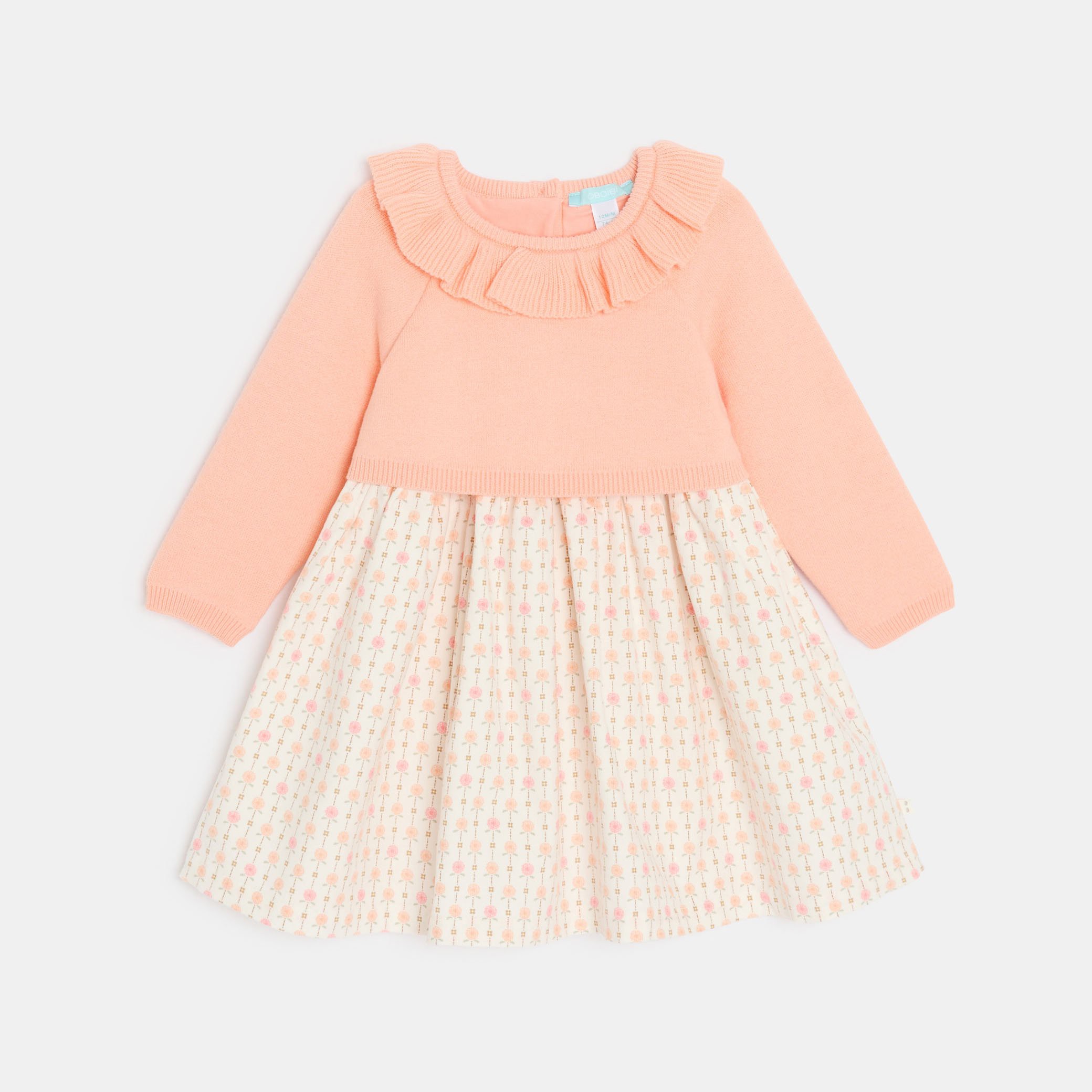 Robe fleuri orange effet 2 en 1 bébé fille - Abricot