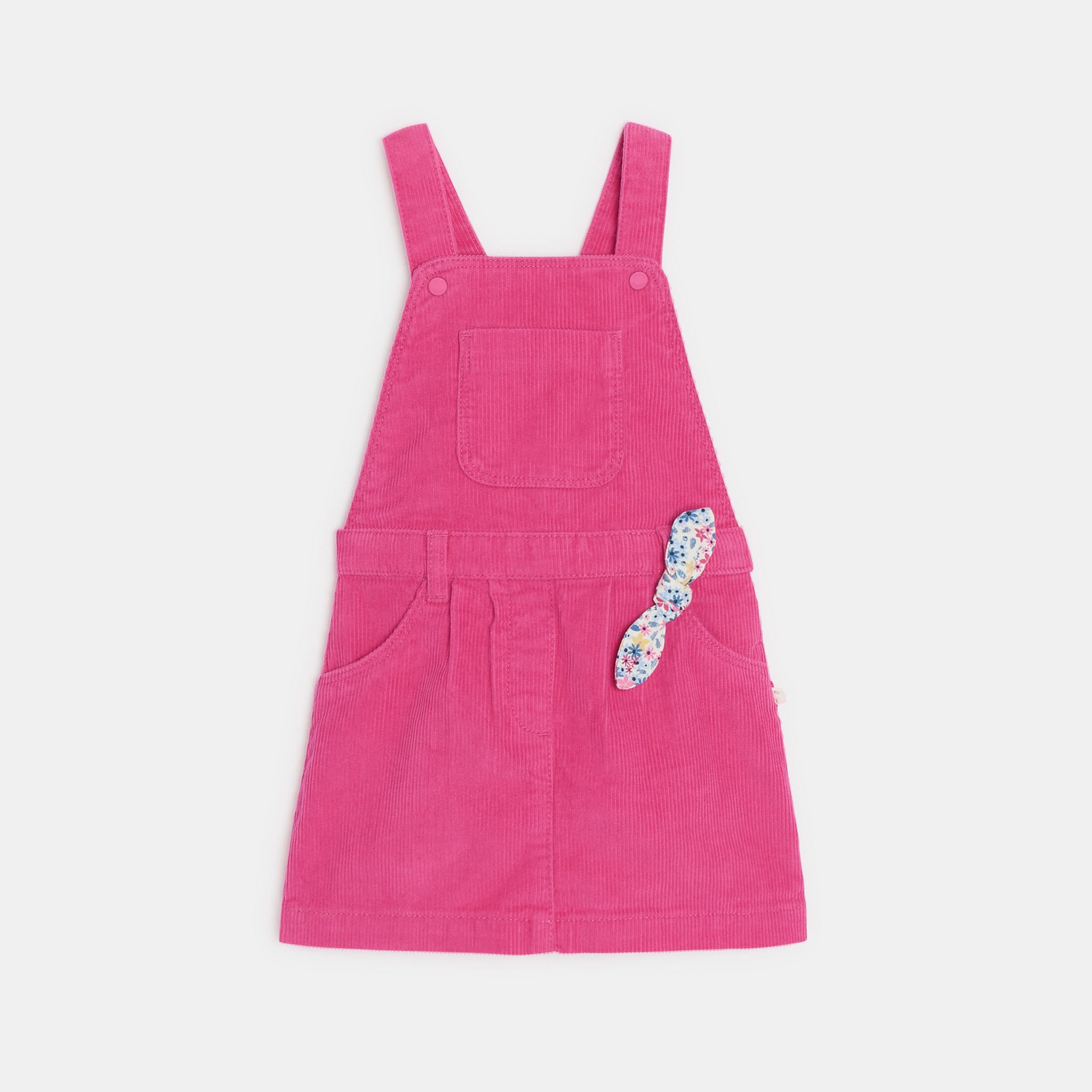 Ensemble robe salopette rose bébé fille - Rose feu