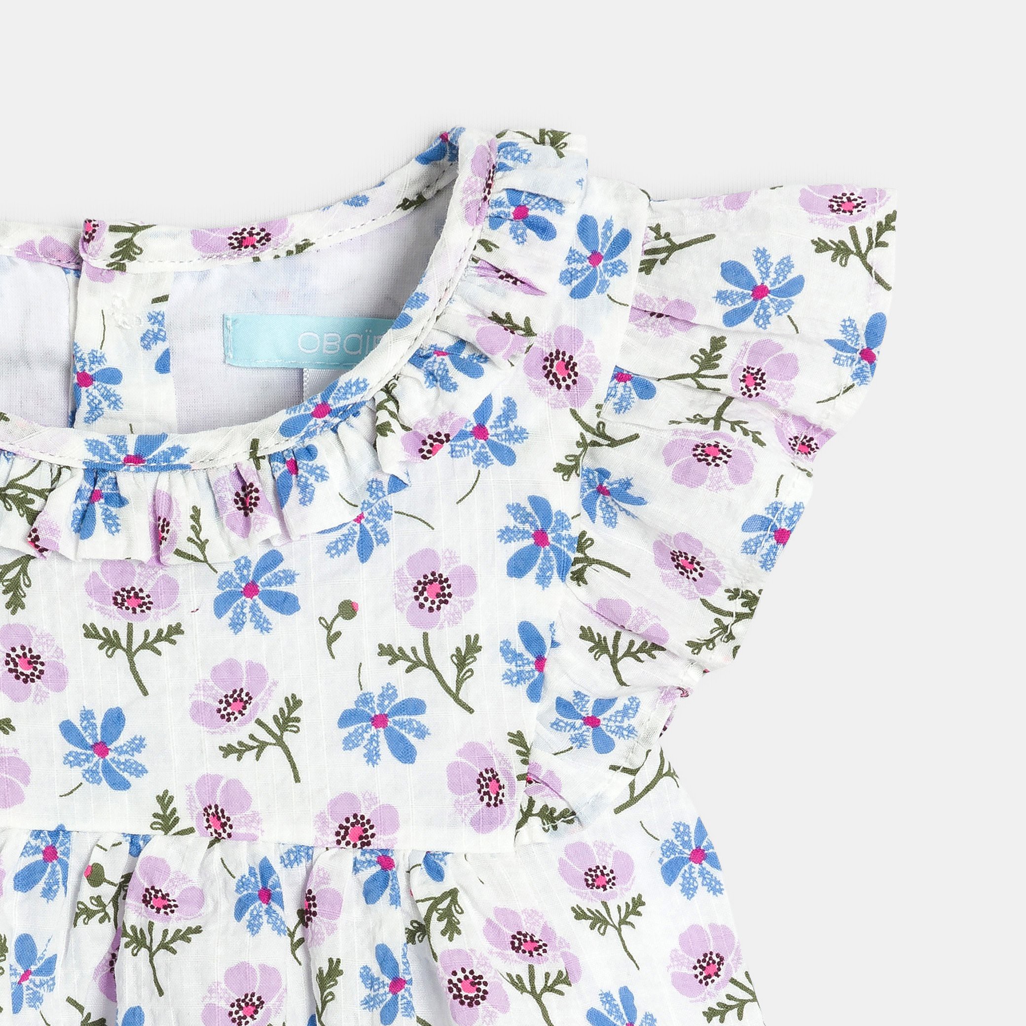 Robe de cérémonie à volants blanc bébé fille - Imprimé vert