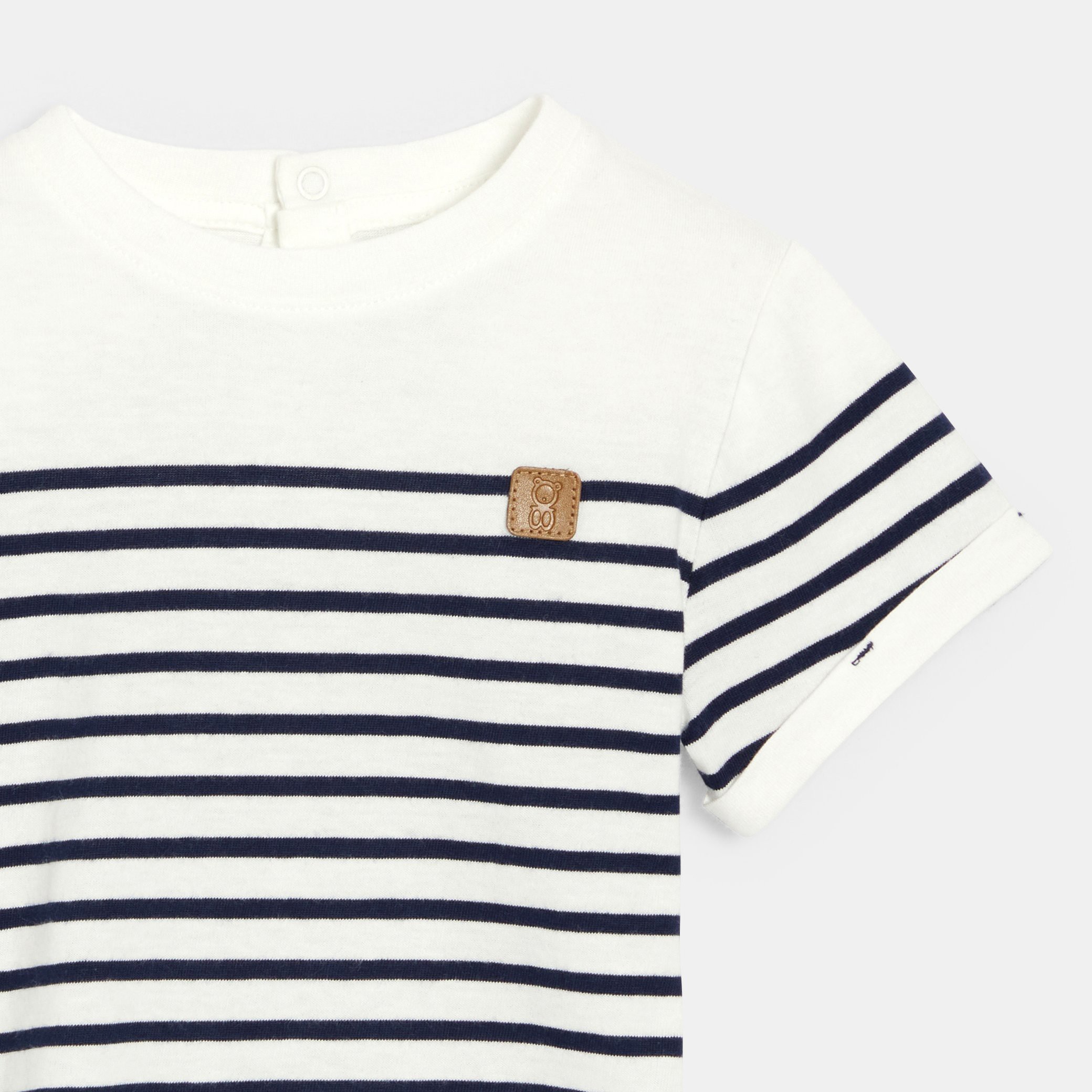 T-shirt rayé marinière bleu marine bébé garçon - Rayures bleu