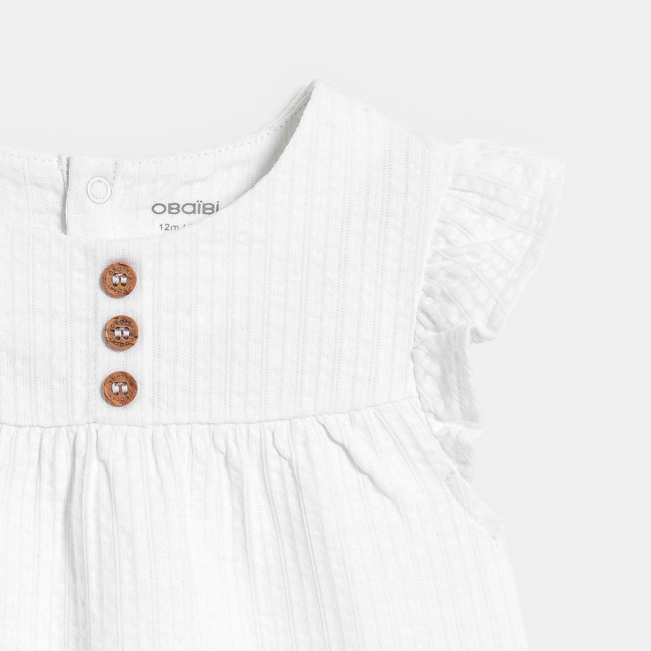 Blouse coton seersucker rose bébé fille - Blanc