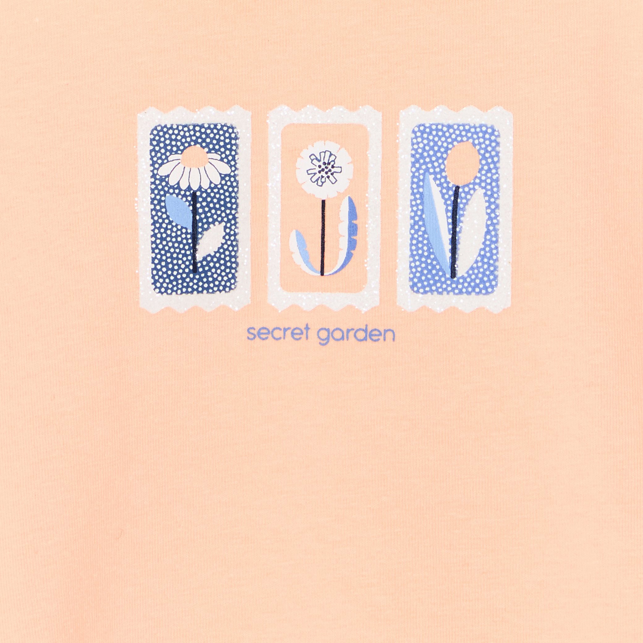 T-shirt col claudine blanc bébé fille - Orange corail